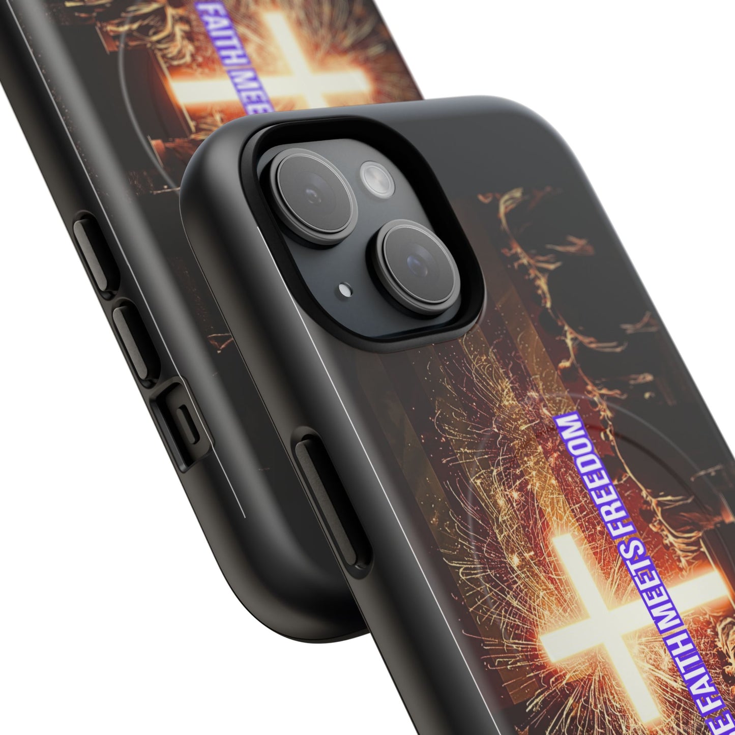 Christian Cross Phone Case - "Where Faith Meets Freedom" Tough Magnetic Case