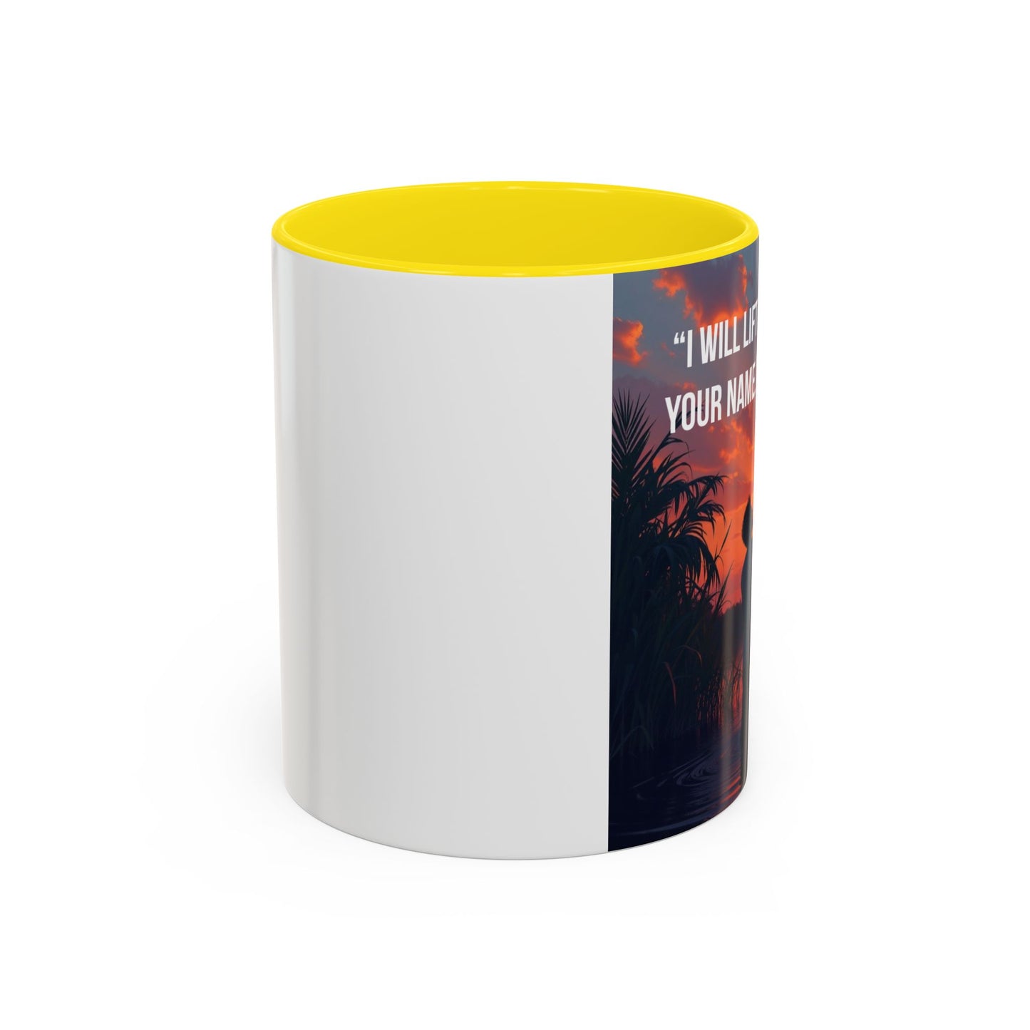 Psalm 63:4 Coffee Mug — "I Will Lift Up My Hands in Your Name" Inspirational Accent Mug