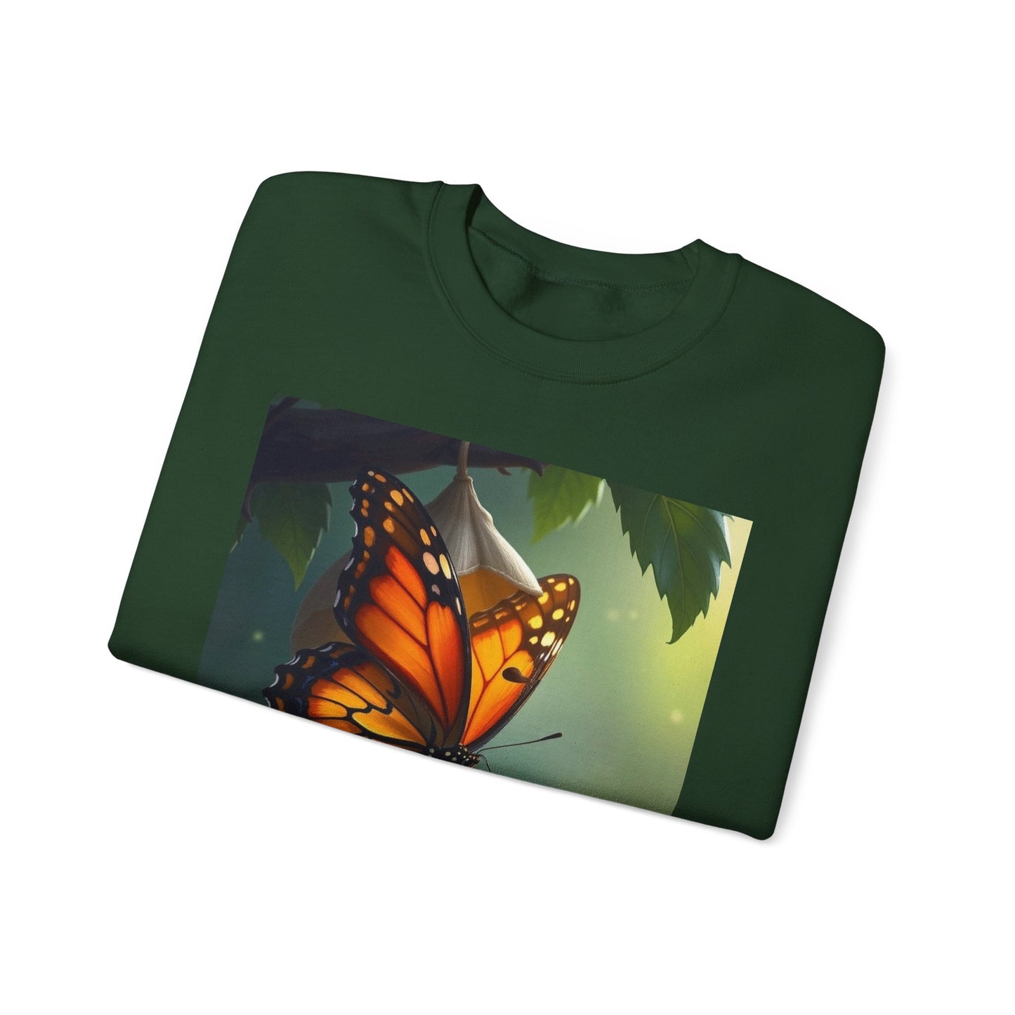 Crewneck Sweatshirt — Grace Wins Everytime Monarch Butterfly Inspirational Tee