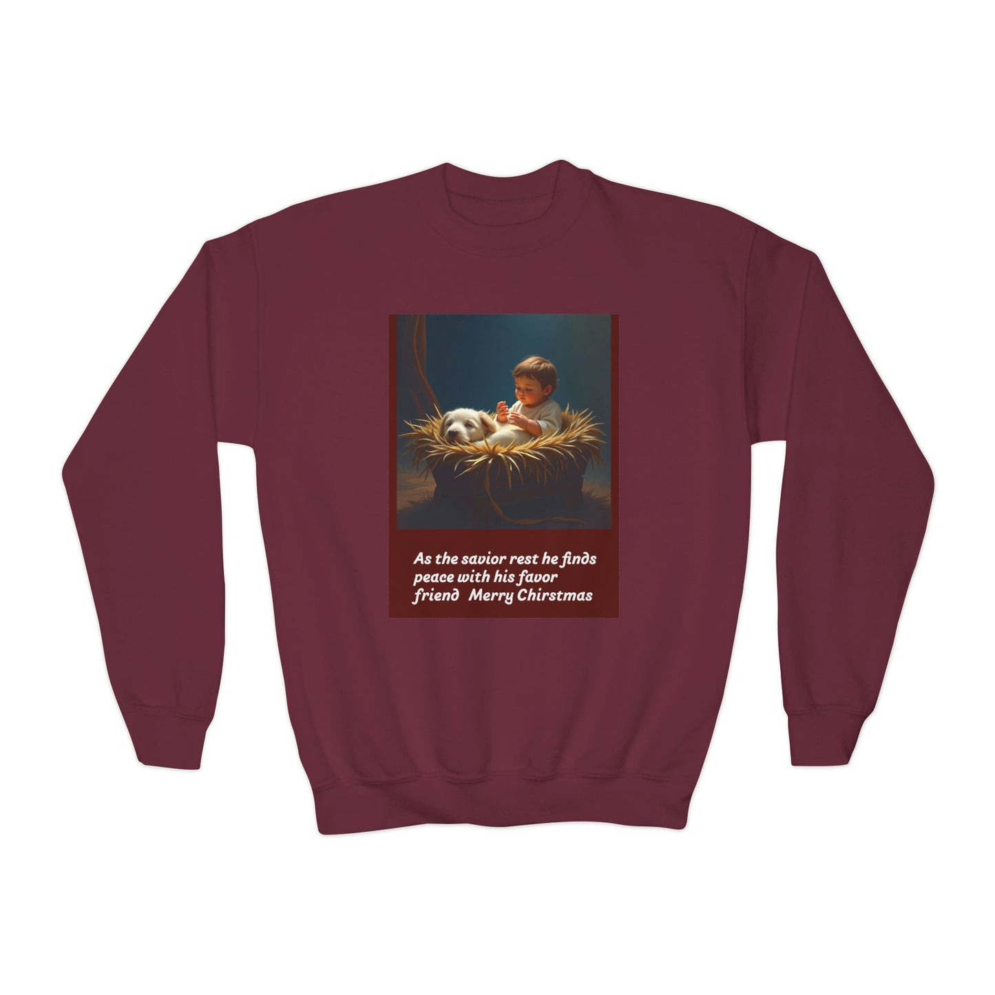 Youth Holiday Crewneck Sweatshirt, Festive Sweatshirt, Christmas Outfits for Kids, Religious Gift for Young Ones, Cozy Winter Apparel, [...]