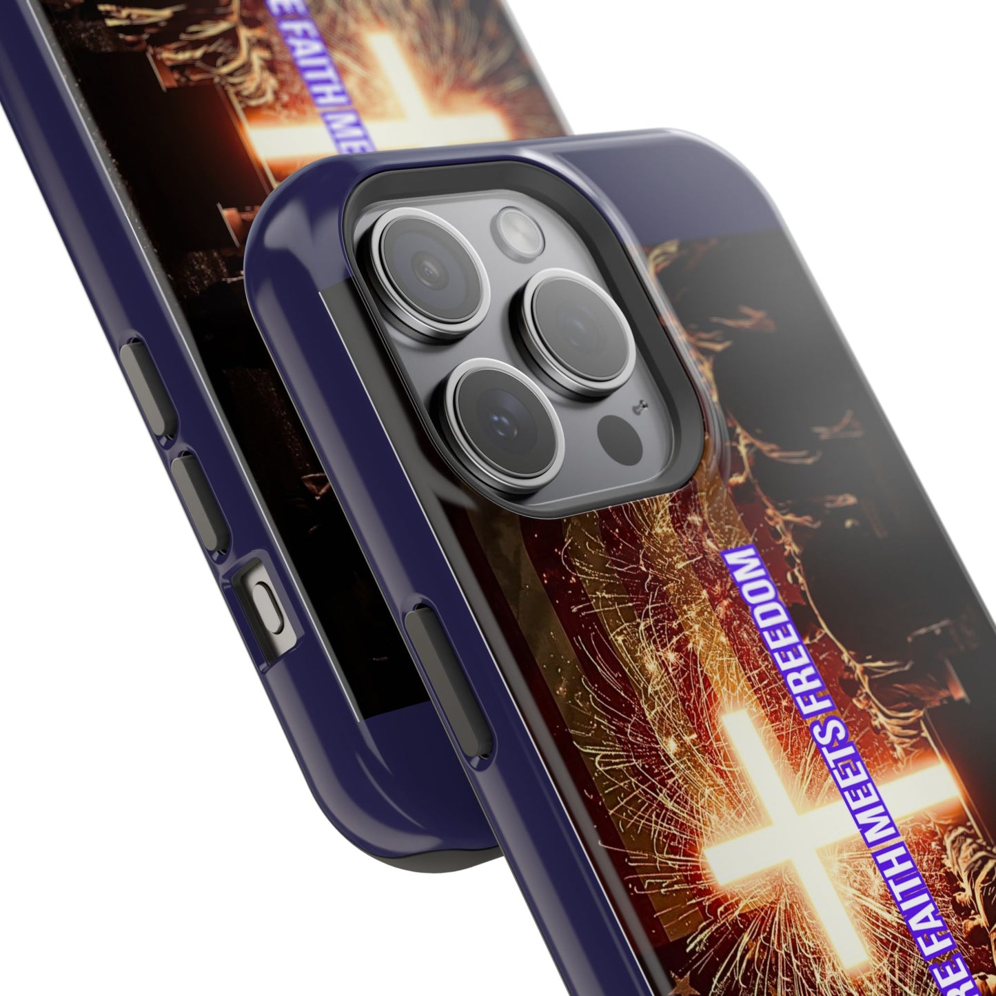 Christian Cross iPhone Case — “Where Faith Meets Freedom” Magnetic Impact-Resistant Phone Case