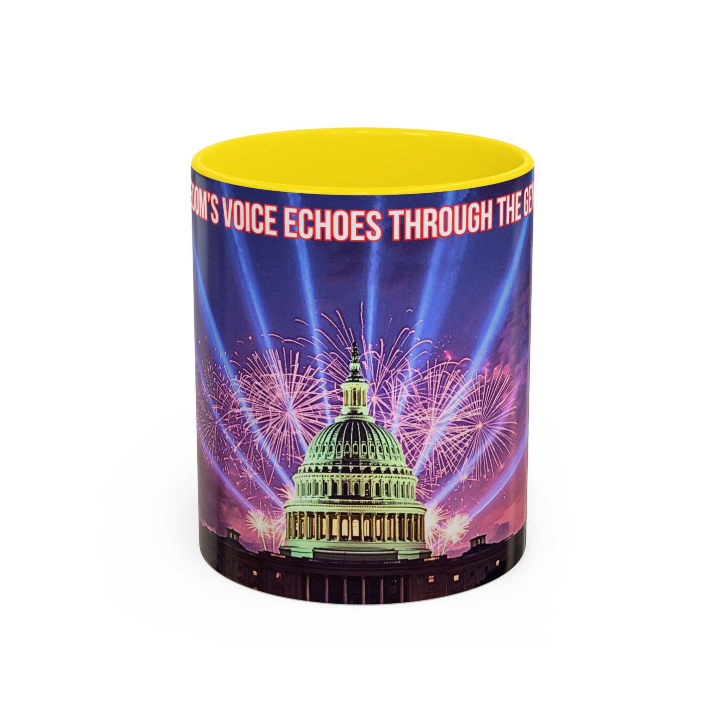 Capitol Fireworks Accent Coffee Mug — Patriotic Washington D.C. Skyline