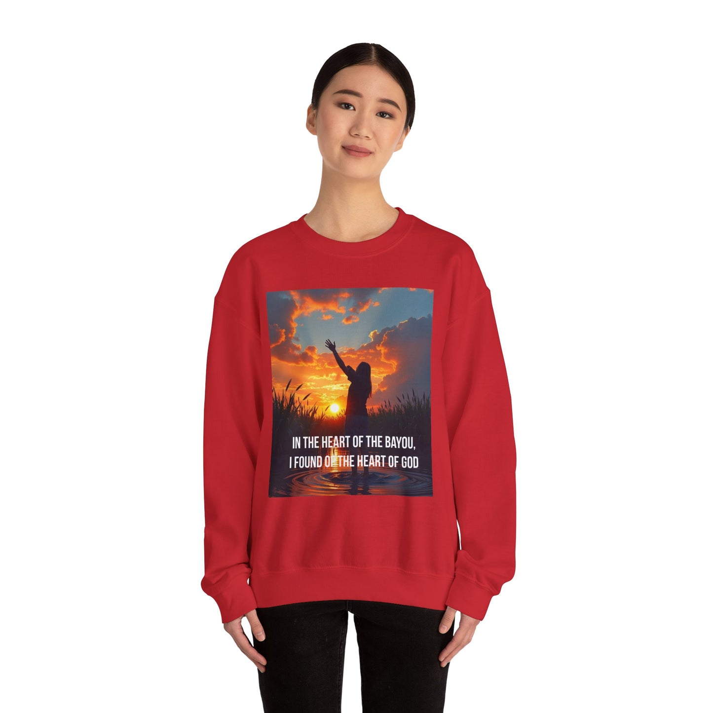 Christian Crewneck Sweatshirt — "In the Heart of the Bayou, I Found the Heart of God"