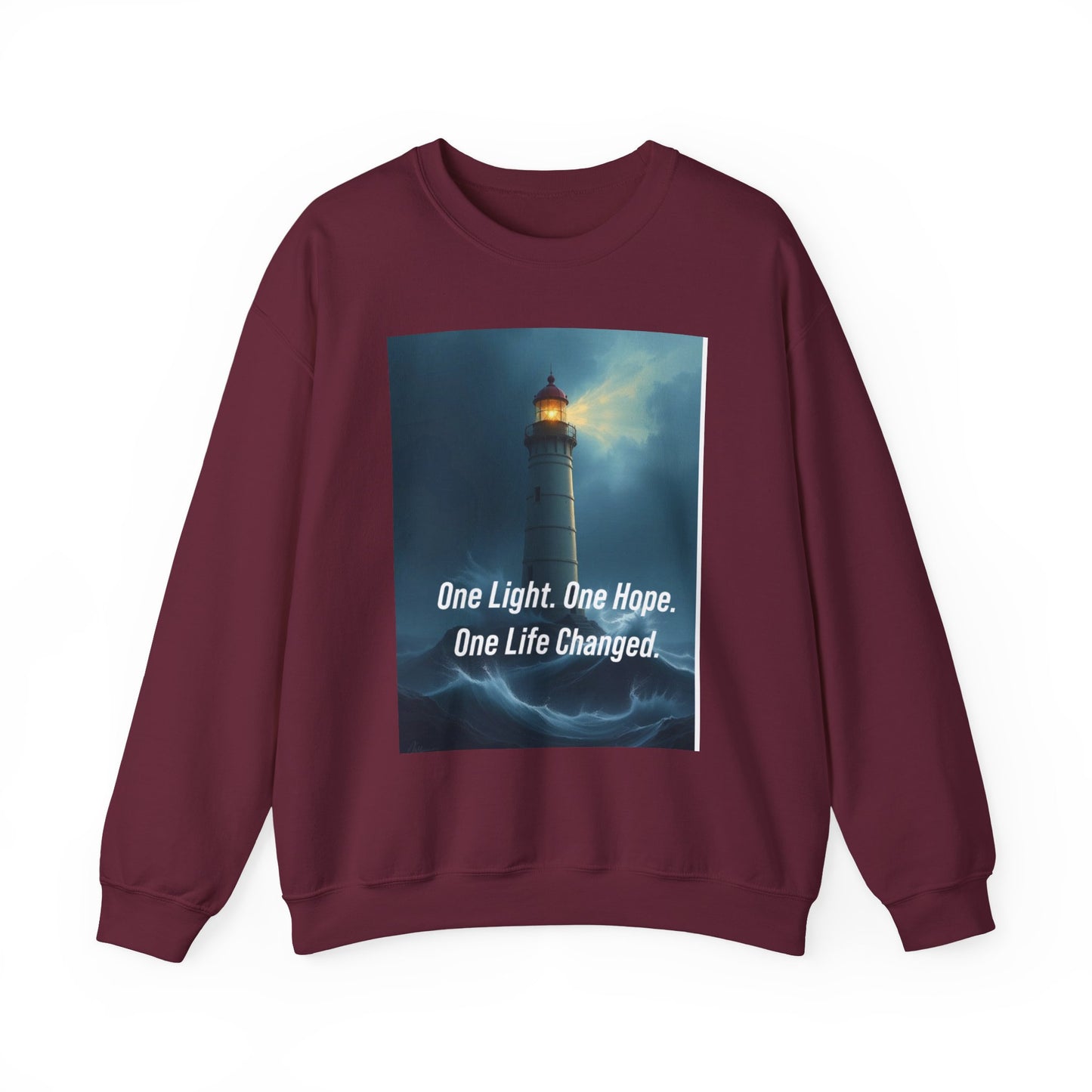 Lighthouse Hope Crewneck Sweatshirt — "One Light. One Hope. One Life Changed."
