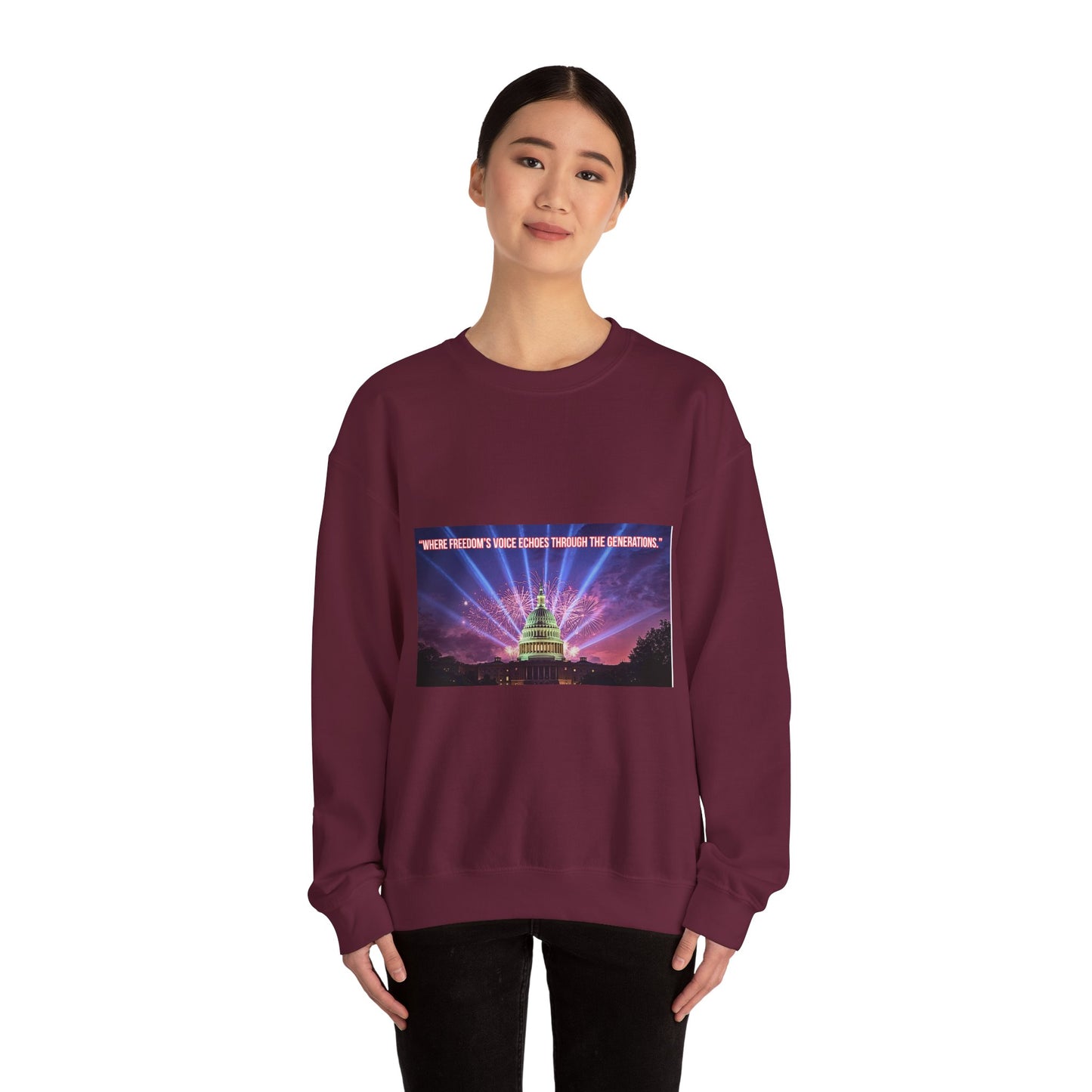 Crewneck Sweatshirt — "We’re Freedom’s Voice" Capitol Lightshow Graphic