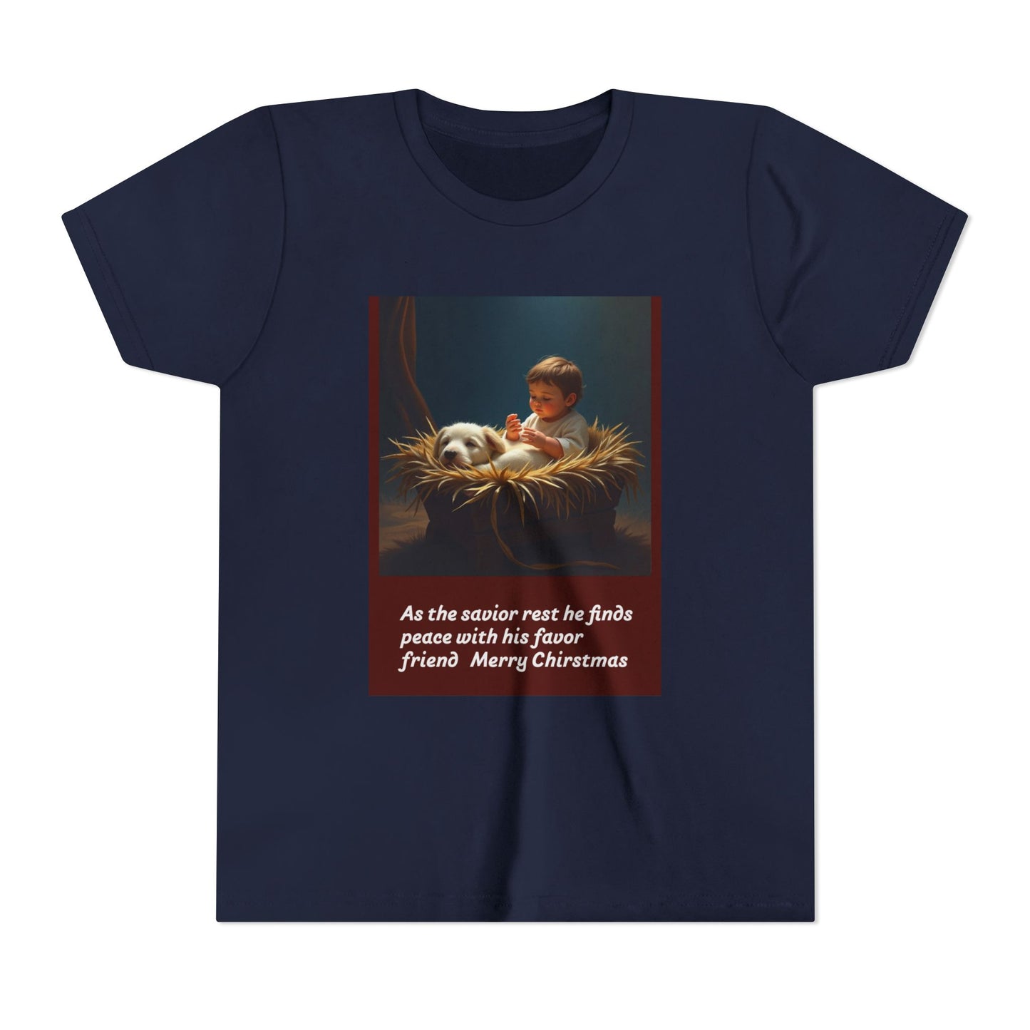 Youth Short Sleeve Tee - Merry Christmas Kid & Panda Design, Holiday Gift, Child's Tee, Cute Christmas Shirt, Winter Apparel
