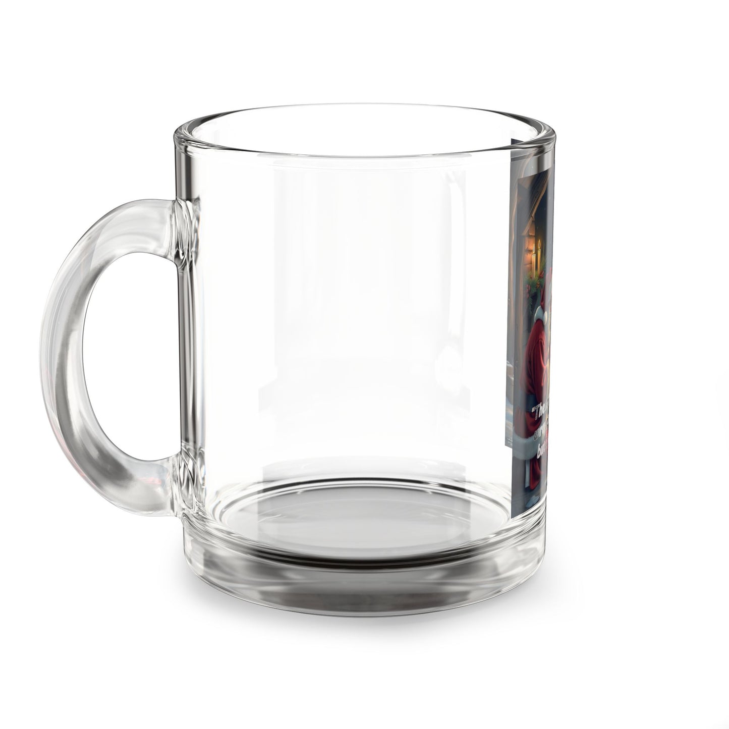 Christmas-Themed Glass Mug, Holiday Gift Mug, Festive Coffee Cup, Santa Mug, Winter Wonderland Drinkware
