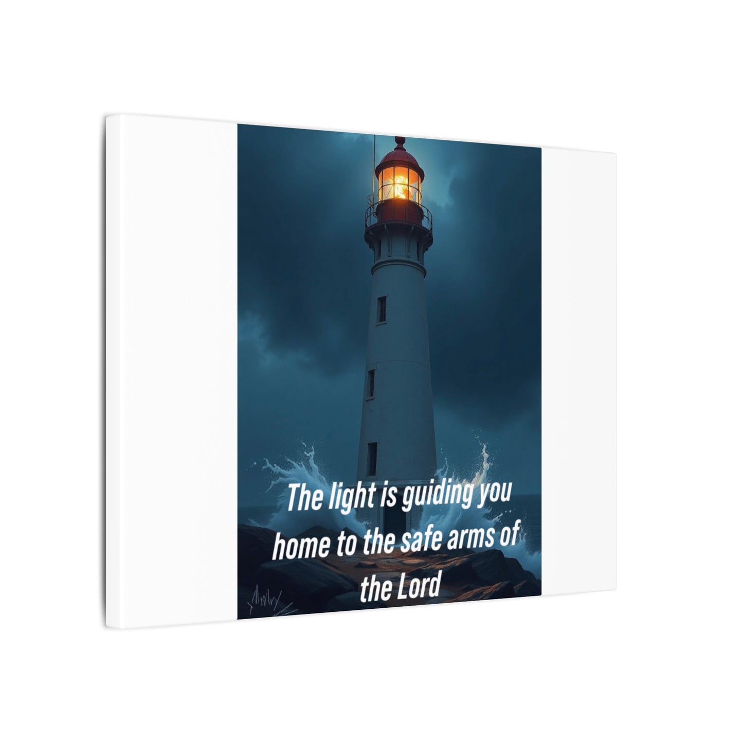 Lighthouse Canvas Print - "The light is guiding you home to the safe arms of the Lord" Inspirational Christian Wall Art