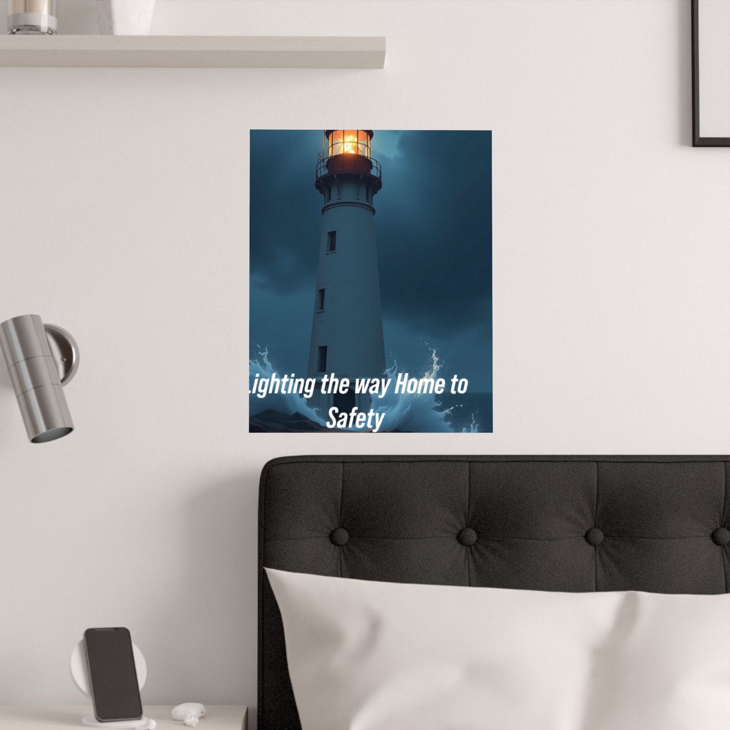 Lighthouse Satin Poster - "Lighting the Way Home to Safety" (210gsm)