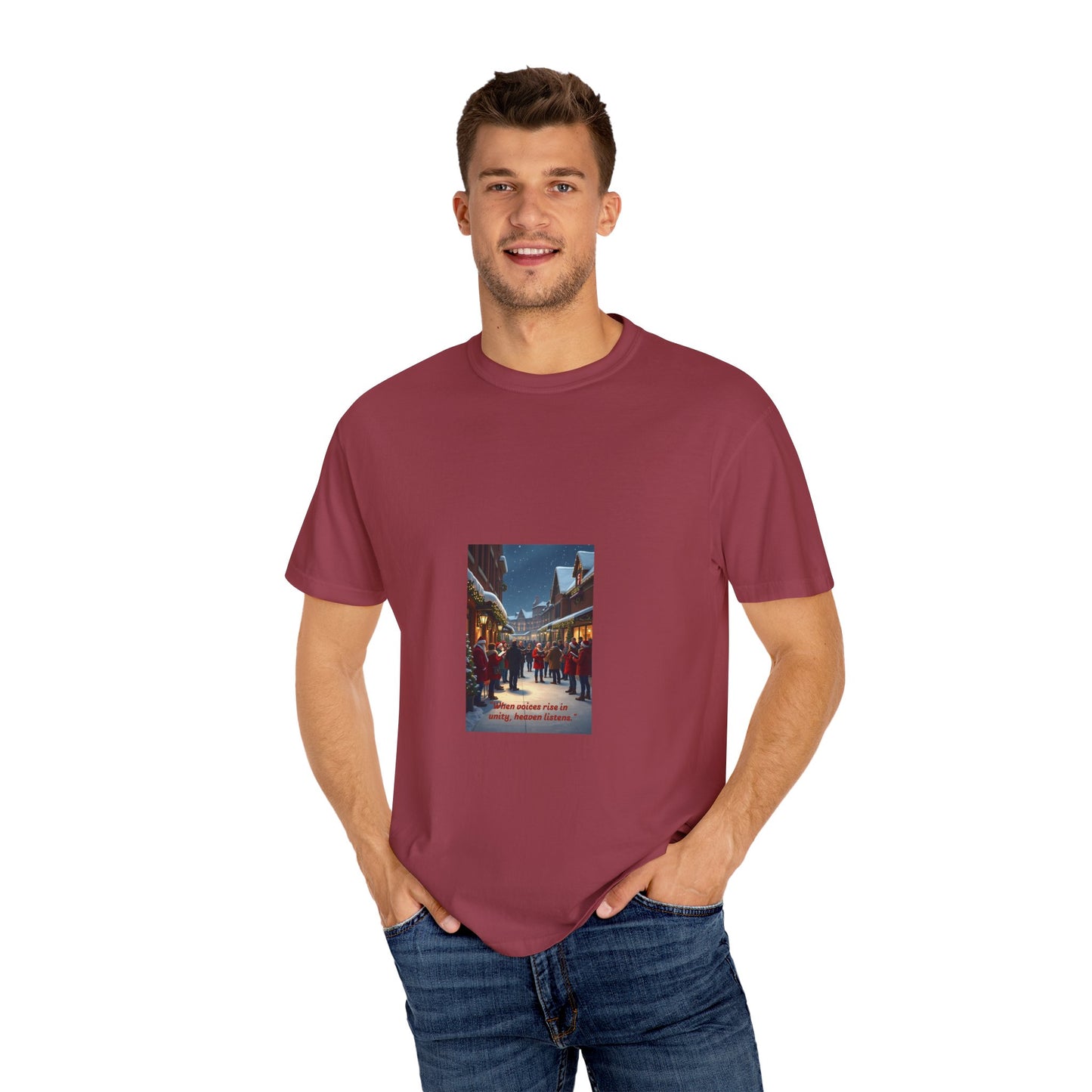Cozy Winter Scene T-Shirt - Holiday Gift, Casual Wear, Layering Piece, Unisex Tee, Festive Fashion88a