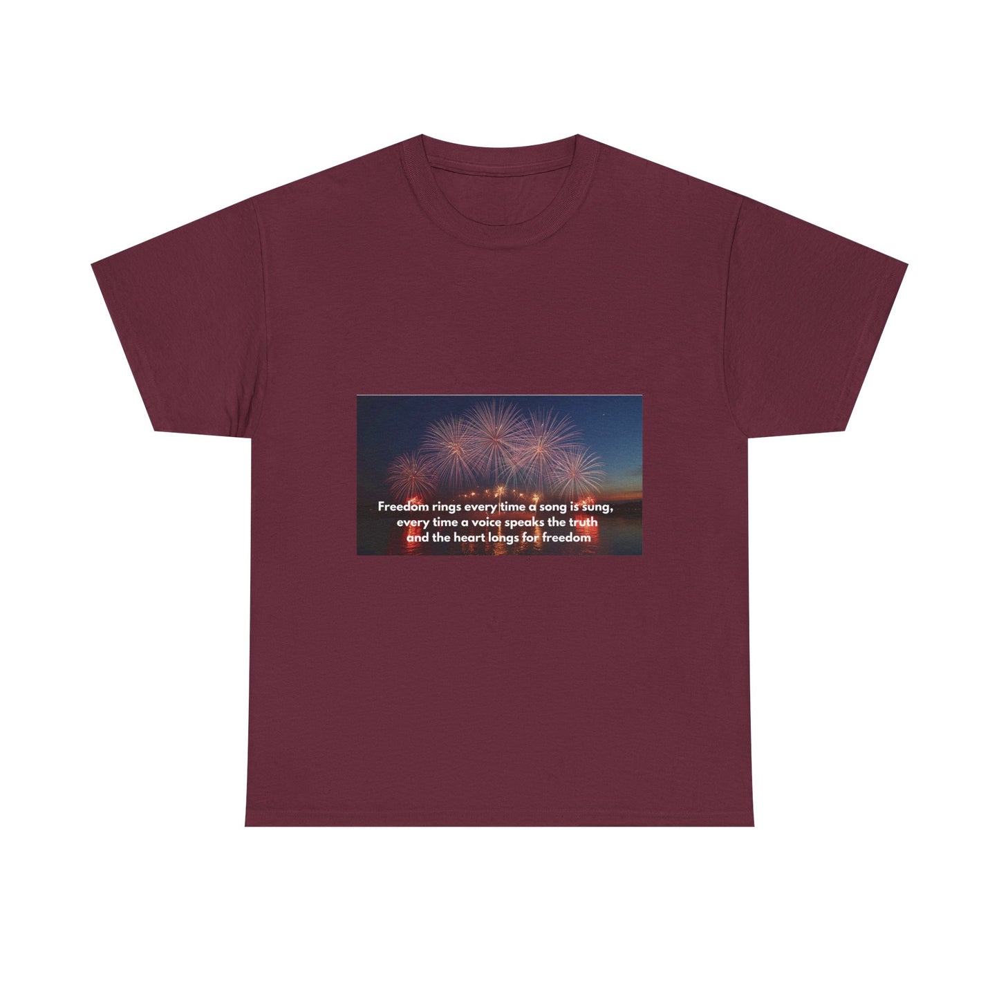 T-Shirt — Patriotic Fireworks Tee with 'Freedom Rings' Quote