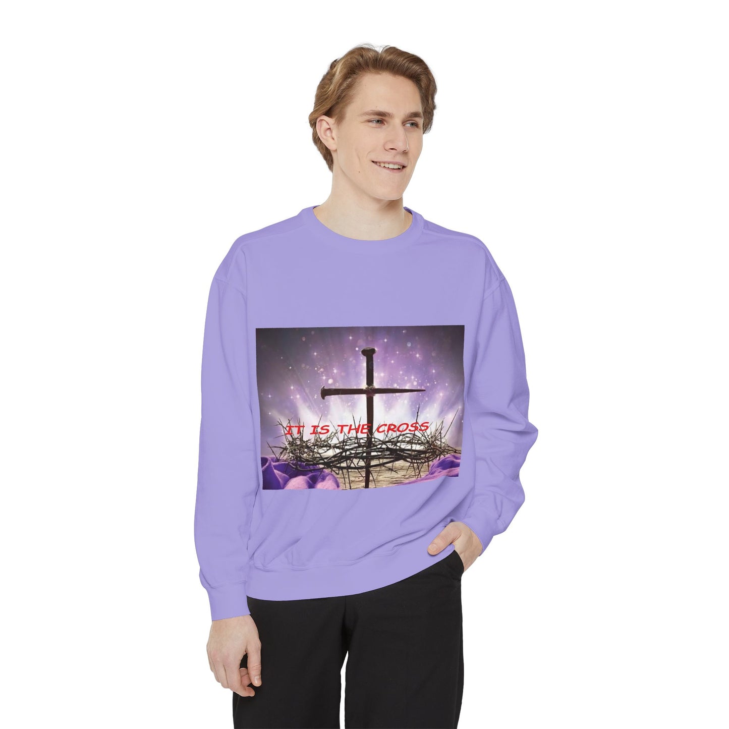 Christian Cross Sweatshirt — "It Is The Cross" Inspirational Religious Crewneck