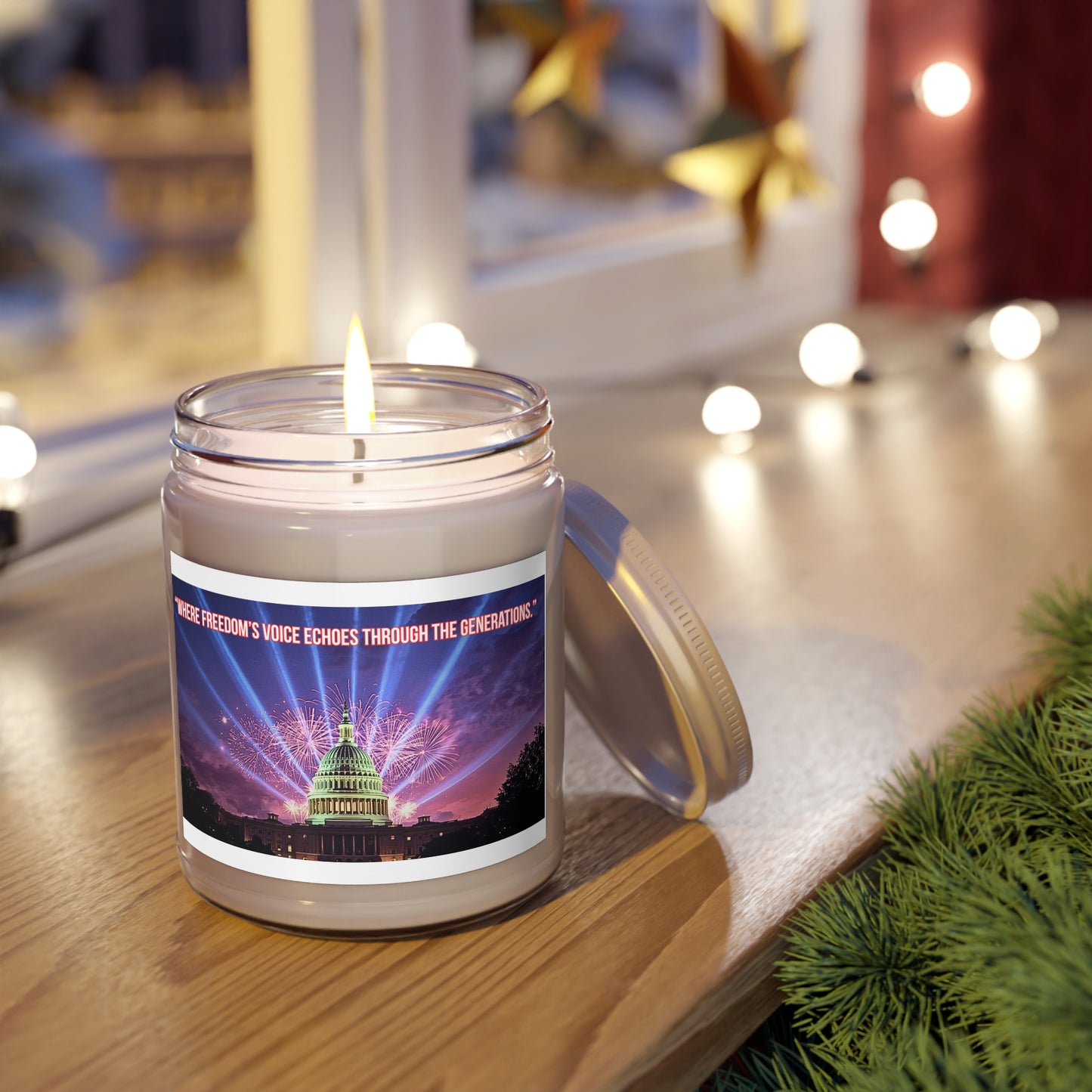 Patriotic Capitol 9oz Soy Candle — “Where Freedom’s Voice Echoes Through the Generations”
