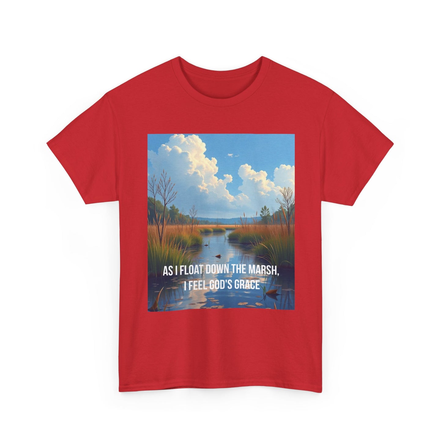 Marsh Landscape Tee — "As I Float Down the Marsh, I Feel God’s Grace"