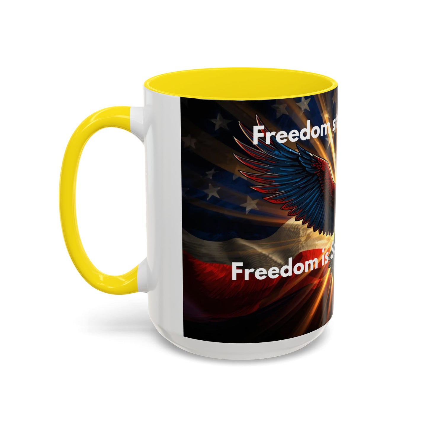 Patriotic Eagle Coffee Mug — "Freedom Stands Strong" Accent 11/15oz