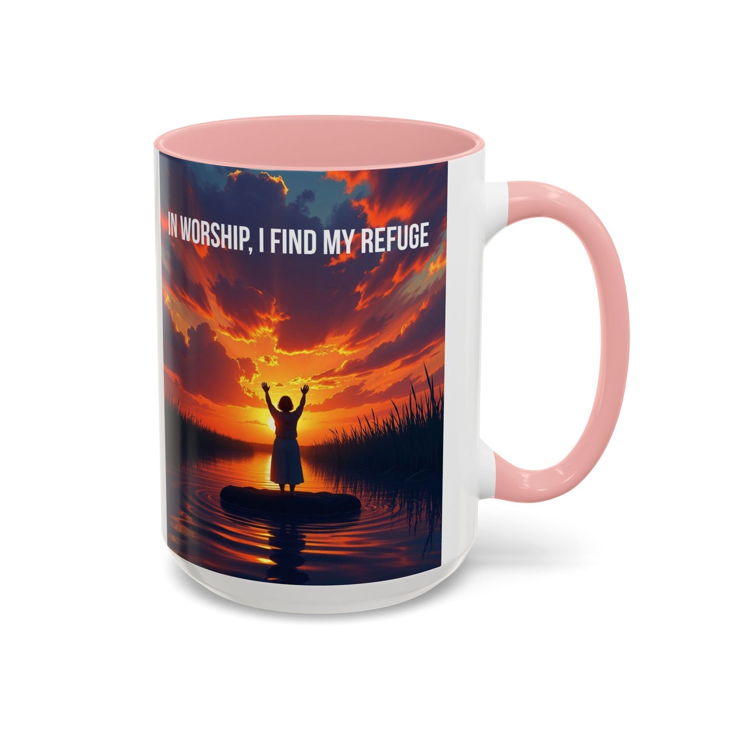 Inspirational Worship Coffee Mug - "In Worship, I Find My Refuge"