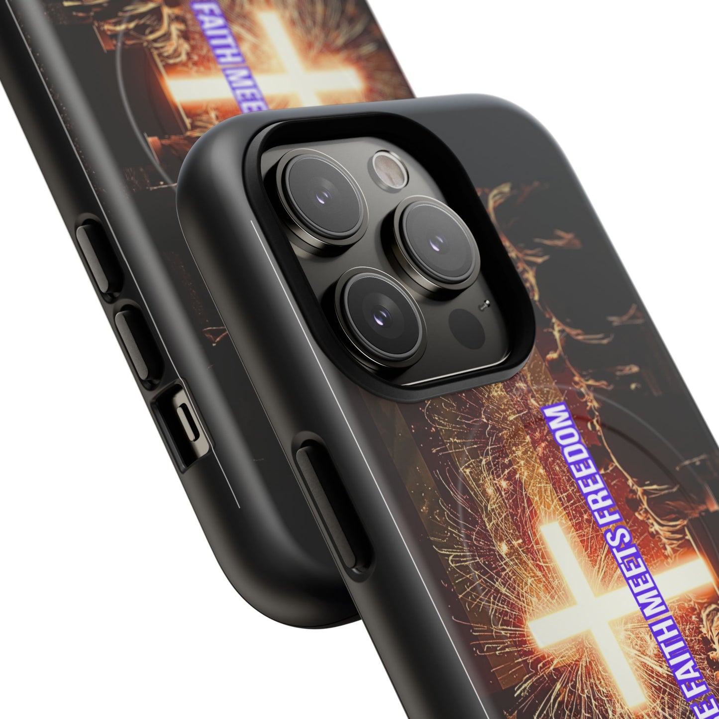 Christian Cross Phone Case - "Where Faith Meets Freedom" Tough Magnetic Case
