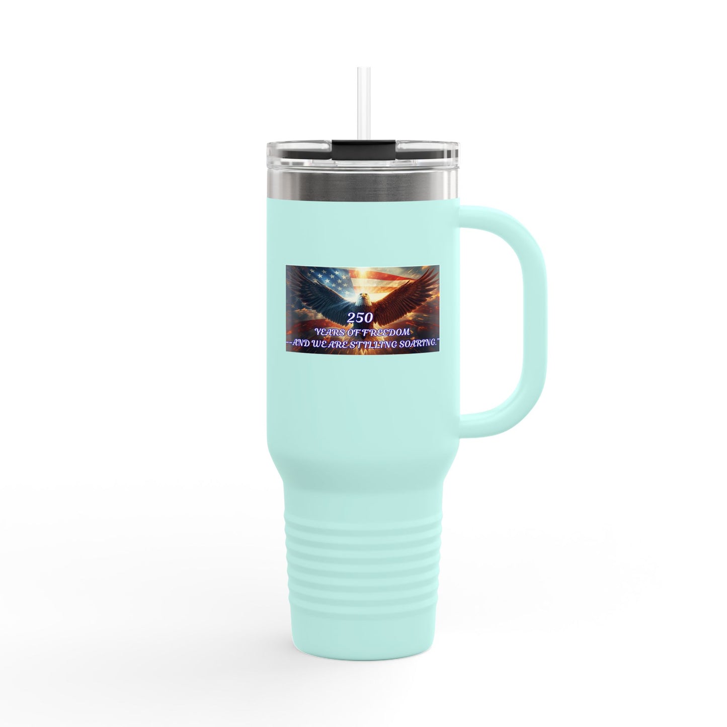 40oz Insulated Travel Mug — Patriotic Eagle Flag Design ("250")