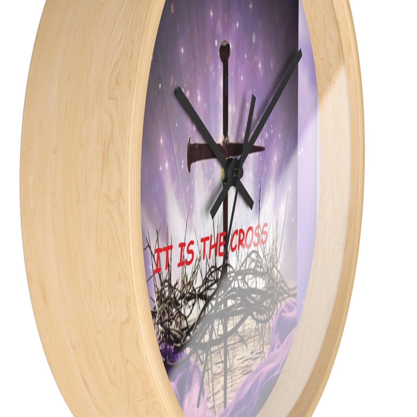 Christian Wall Clock — 'It Is The Cross' Inspirational Cross & Crown of Thorns Design