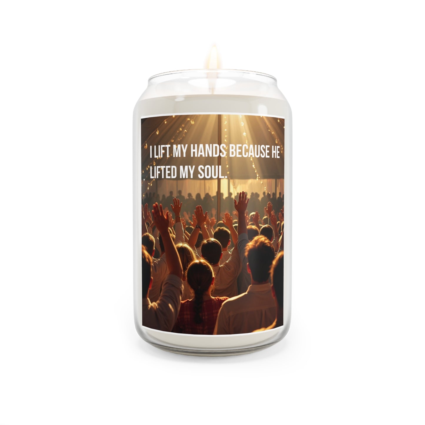 Worship Soy Candle 13.75oz – "I Lift My Hands Because He Lifted My Soul" Scented Jar