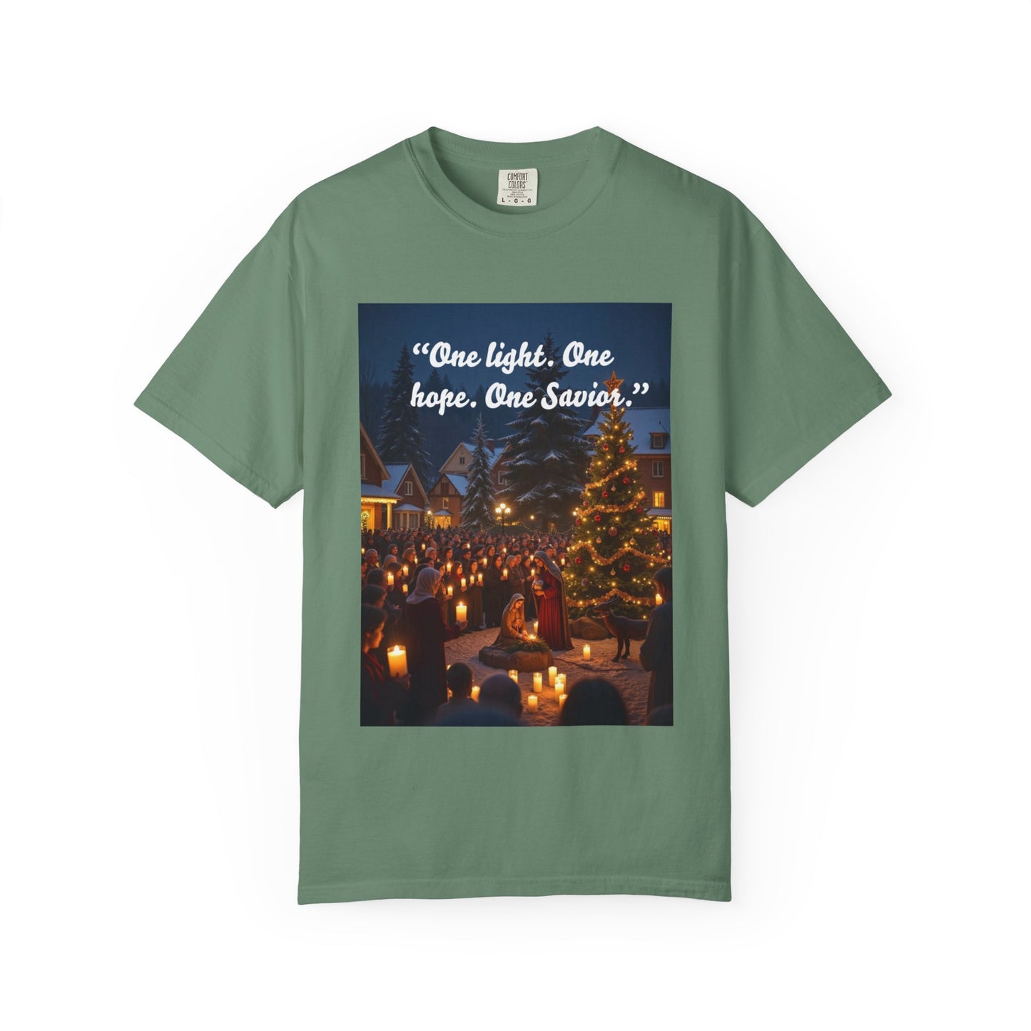 Garment-Dyed T-Shirt with Inspirational Christmas Design