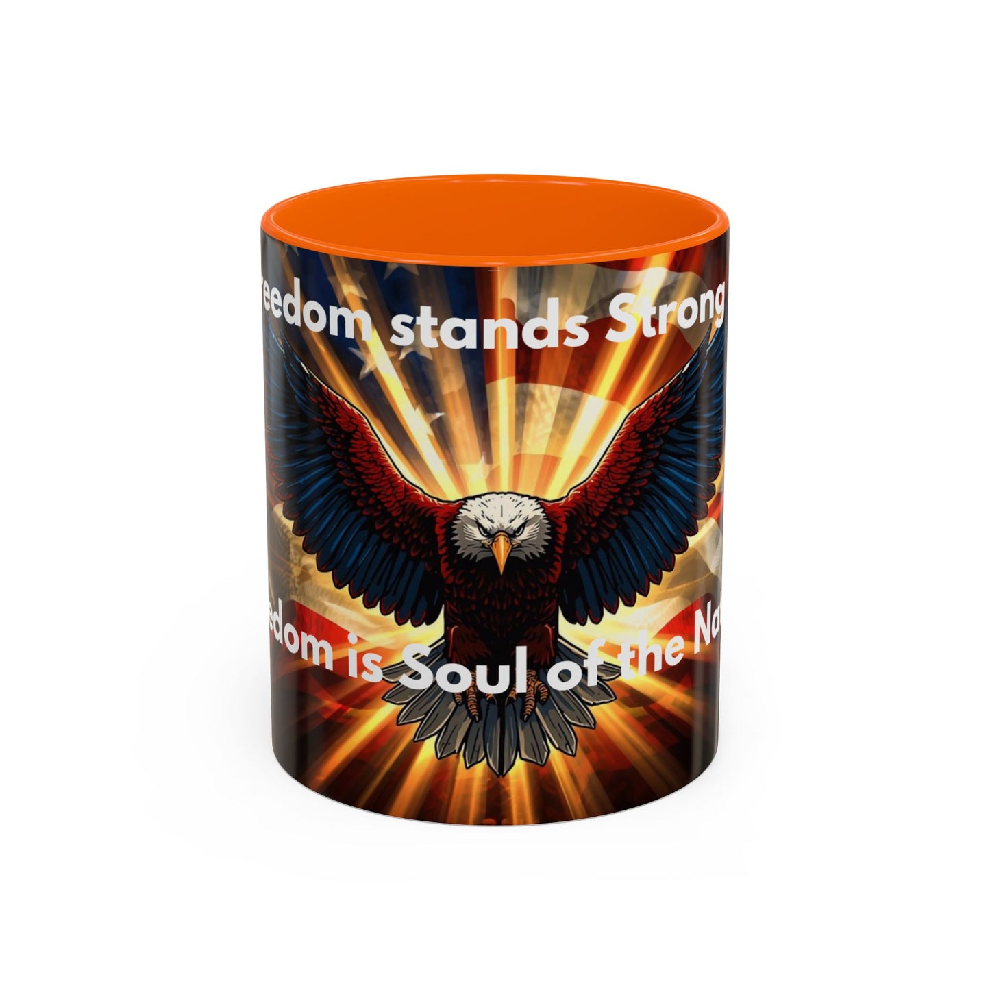 Patriotic Eagle Coffee Mug — "Freedom Stands Strong" Accent 11/15oz