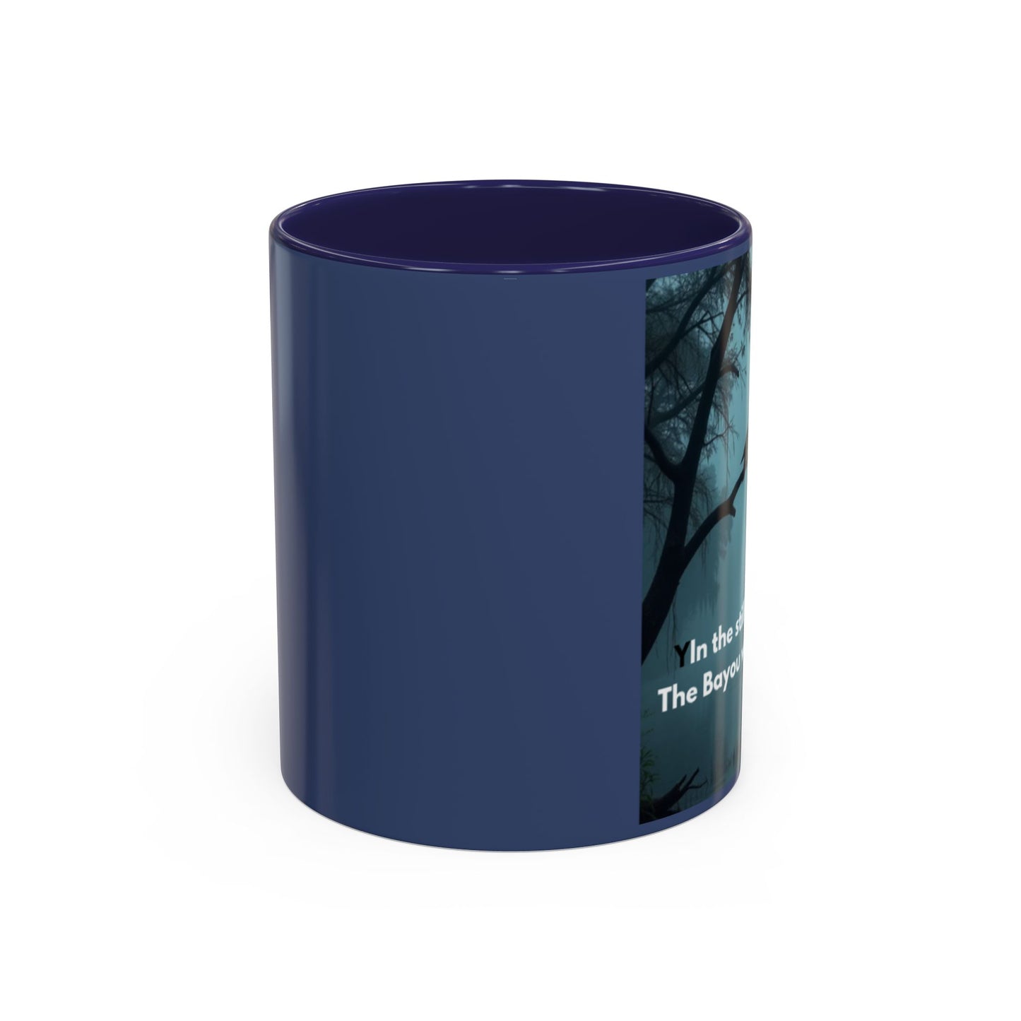 Coffee Mug — Bayou Night Scene with Cross & Quote (In the stillness of the night...)