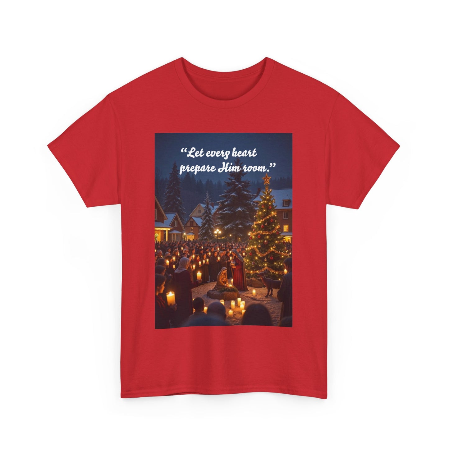 Christmas Spirit Heavy Cotton Tee, Holiday Shirt, Unisex Tee, Gift for Him/Her, Family Gathering Outfit, Religious Celebration Apparel
