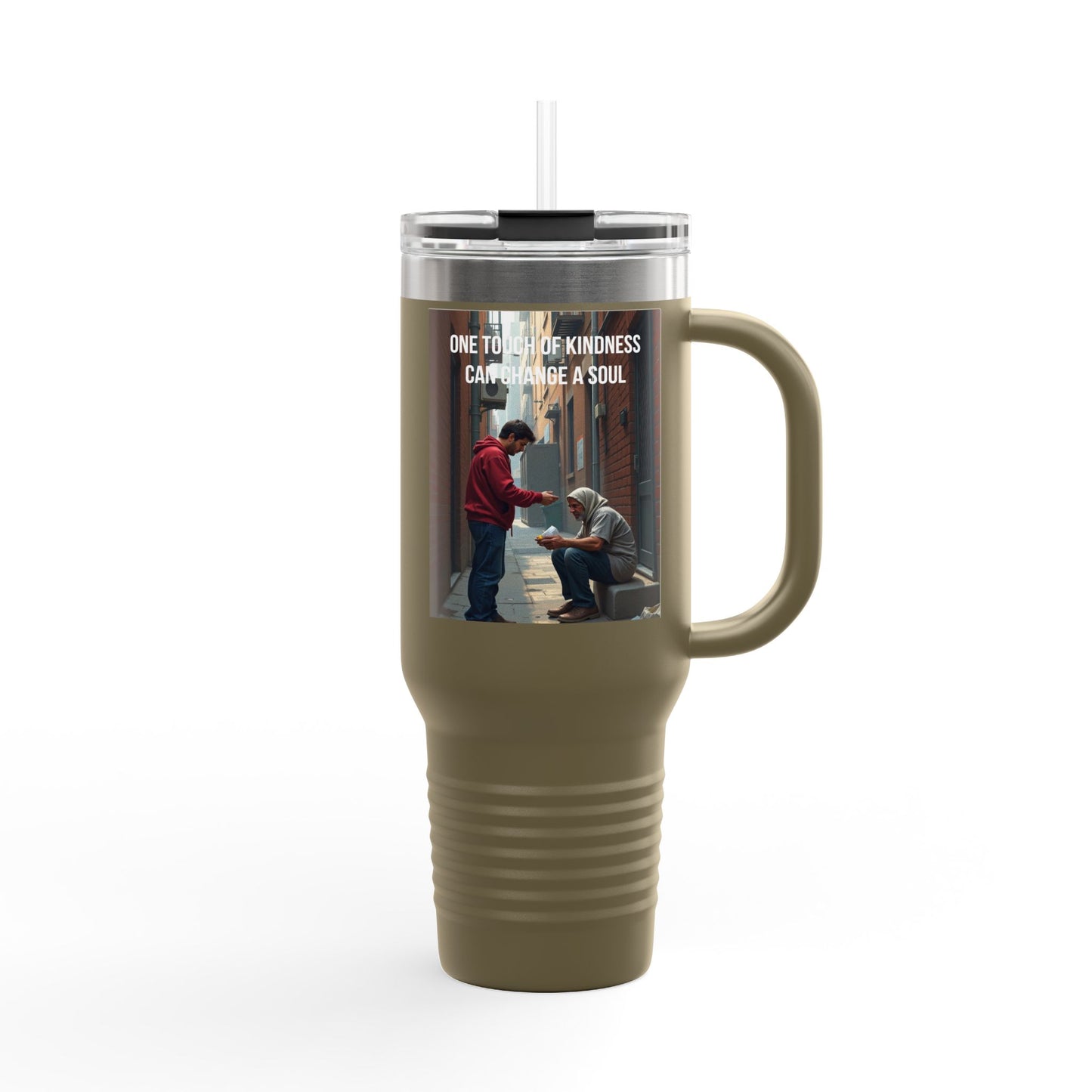 40oz Insulated Travel Mug — "One Tiny Act Of Kindness Can Change A Soul" Photo Design