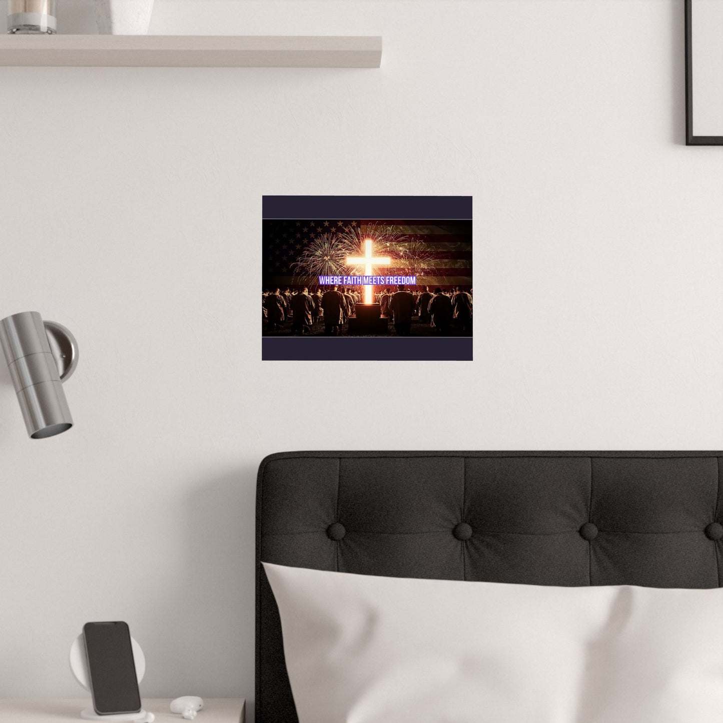 Where Faith Meets Freedom Satin Poster - Christian Patriotic Wall Art (210gsm)