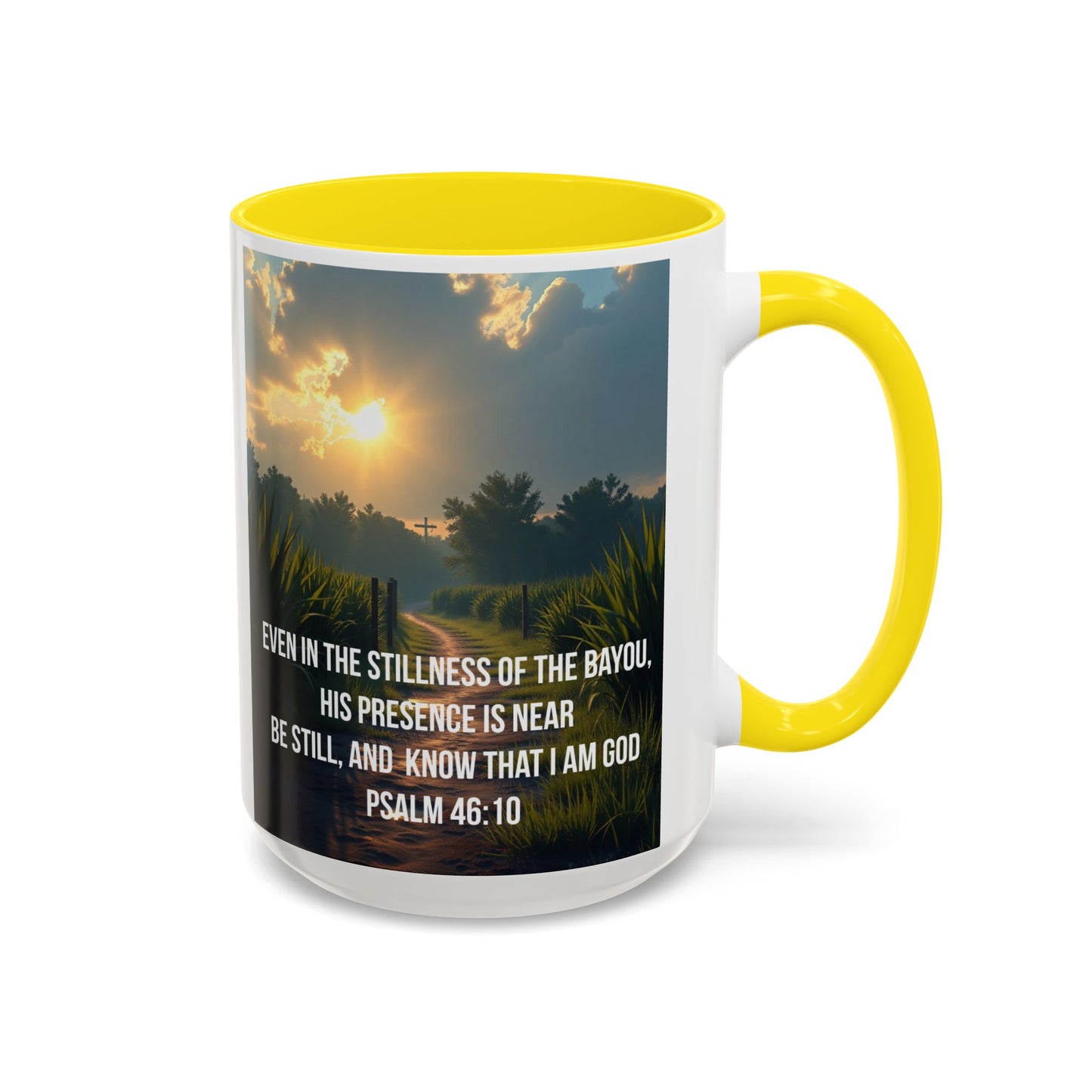 Inspirational Psalm 46:10 Coffee Mug — "Be Still" Accent Mug