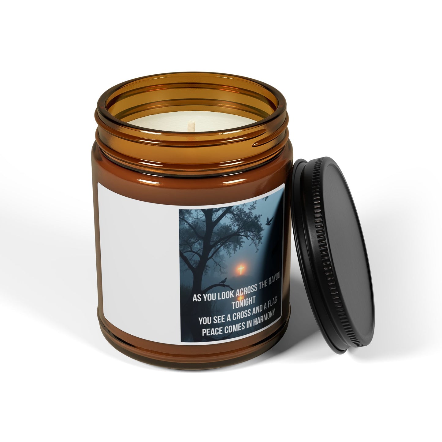 Soy Candle Amber Jar — Serenity Scent with Inspirational Quote