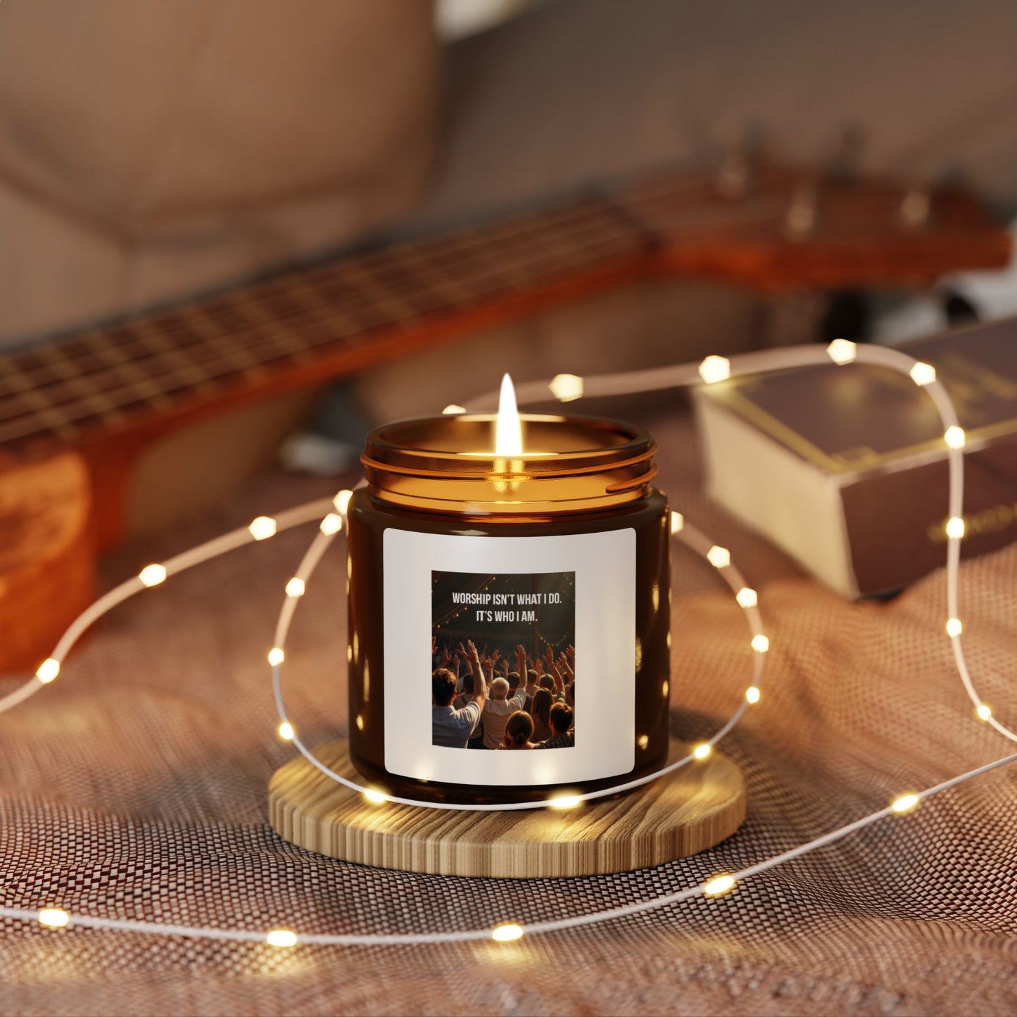 Scented Soy Candle — "Worship Isn’t What I Do, It’s Who I Am" Amber Jar