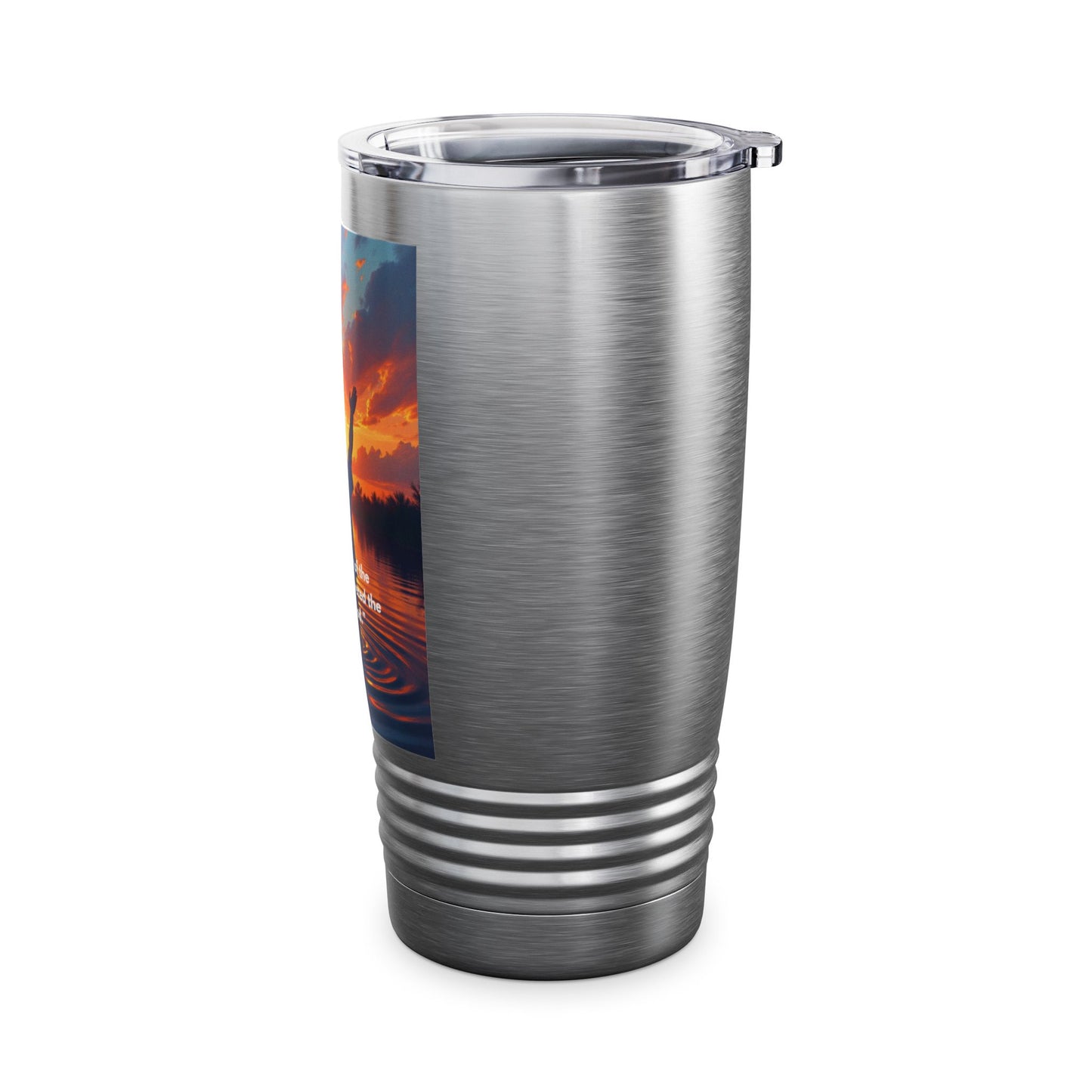 Inspirational Bayou Sunset Tumbler — 20oz Ringneck with 'In the quiet of the bayou, I discovered the heart of God'
