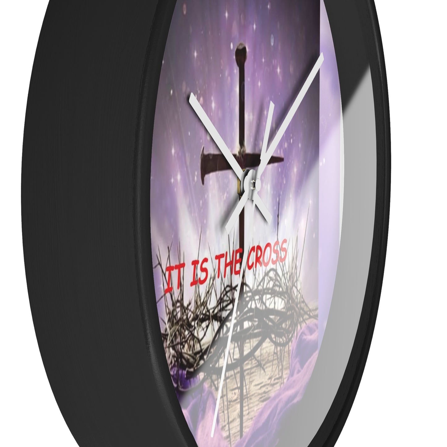 Christian Wall Clock — 'It Is The Cross' Inspirational Cross & Crown of Thorns Design