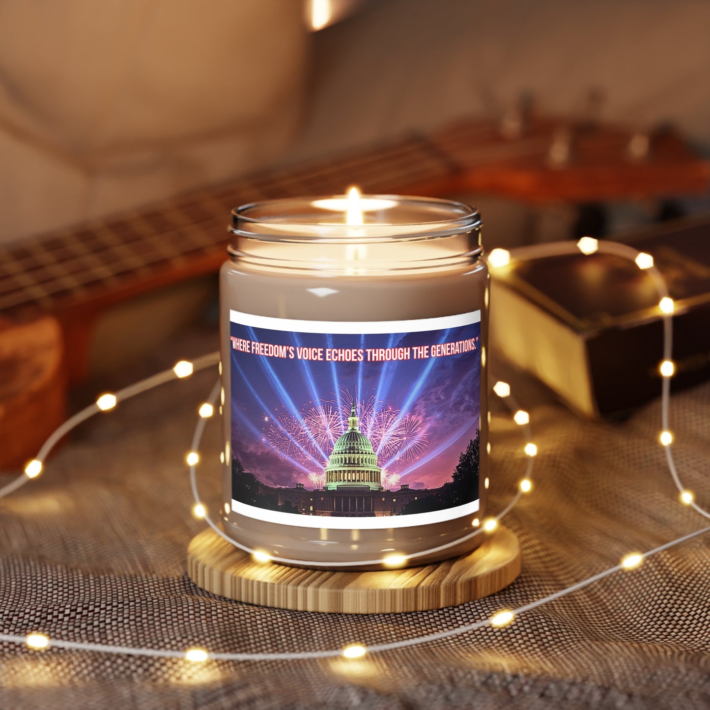 Patriotic Capitol 9oz Soy Candle — “Where Freedom’s Voice Echoes Through the Generations”