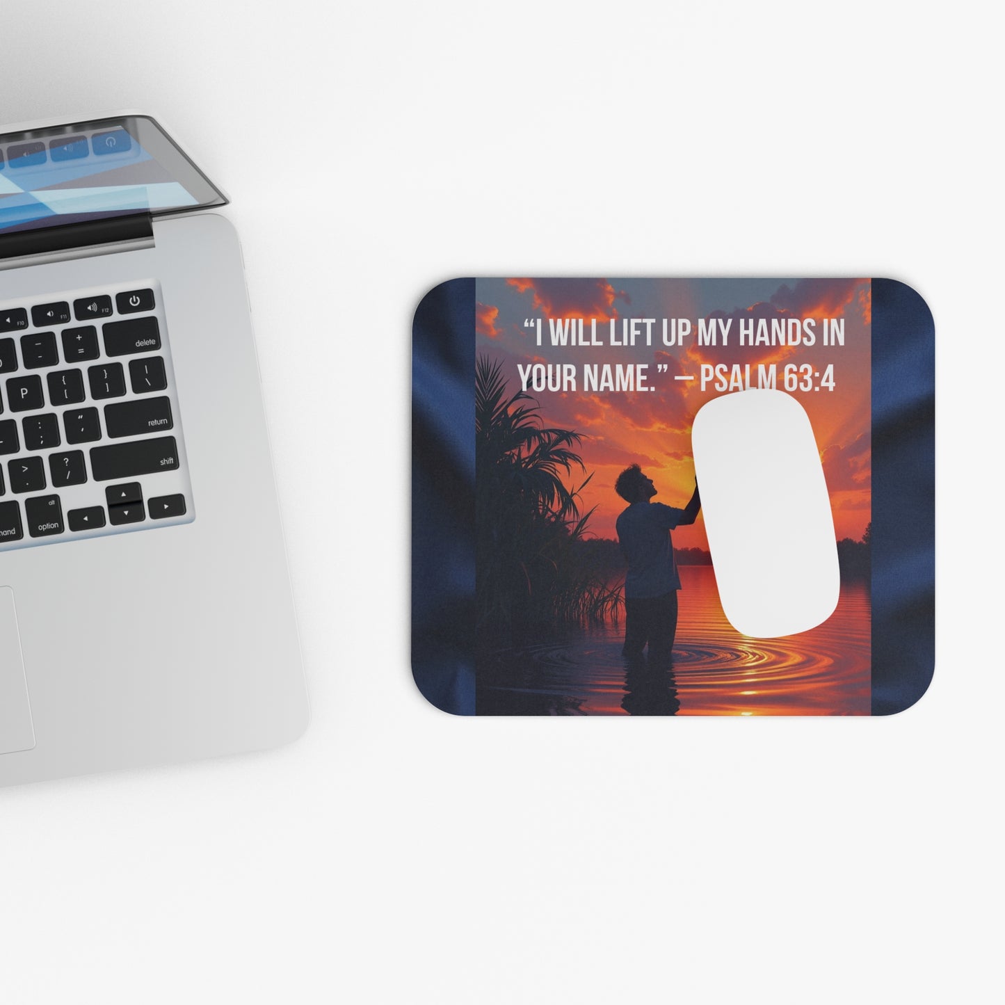 Psalm 63:4 Mouse Pad — Sunset Worship Desk Mat