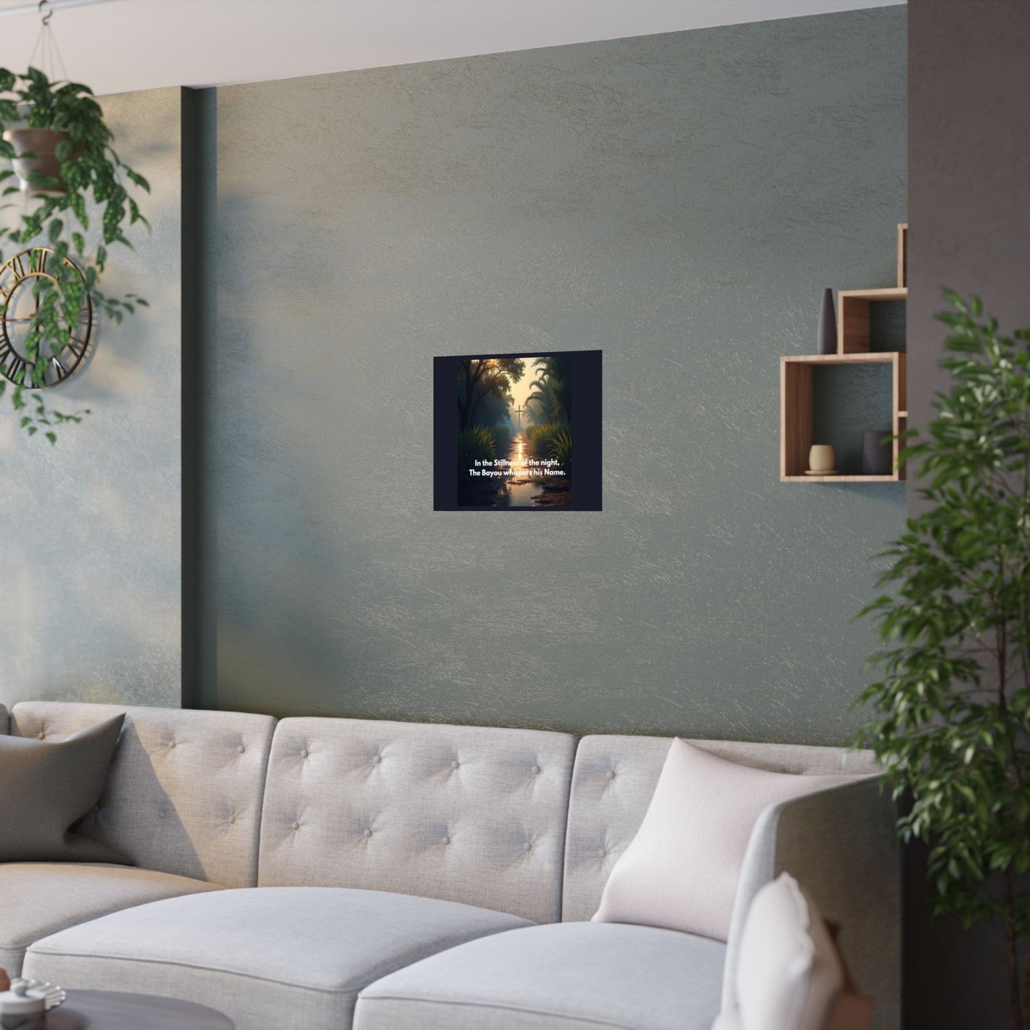Bayou Cross Satin Poster — "In the Stillness of the Night, The Bayou Whispers His Name"