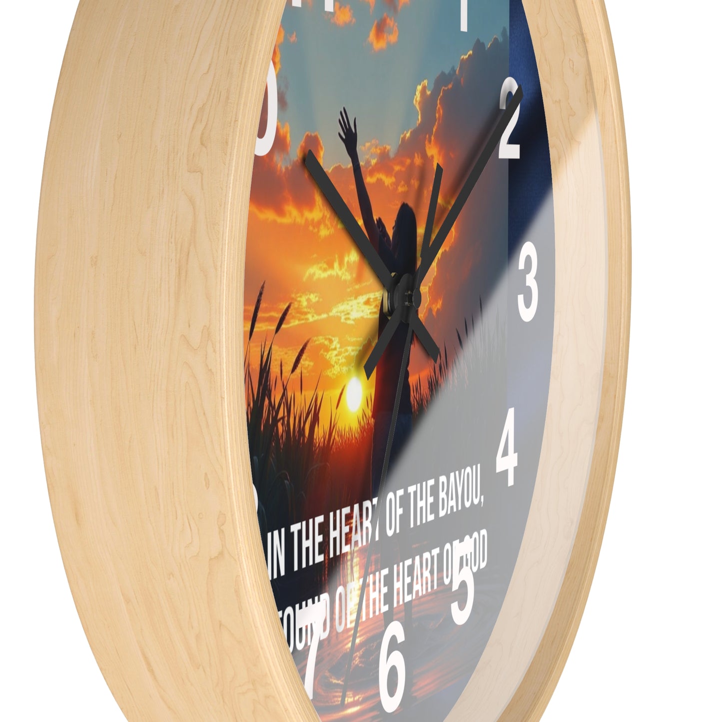 Bayou Sunset Wall Clock — "In the Heart of the Bayou, Found of the Heart of God"