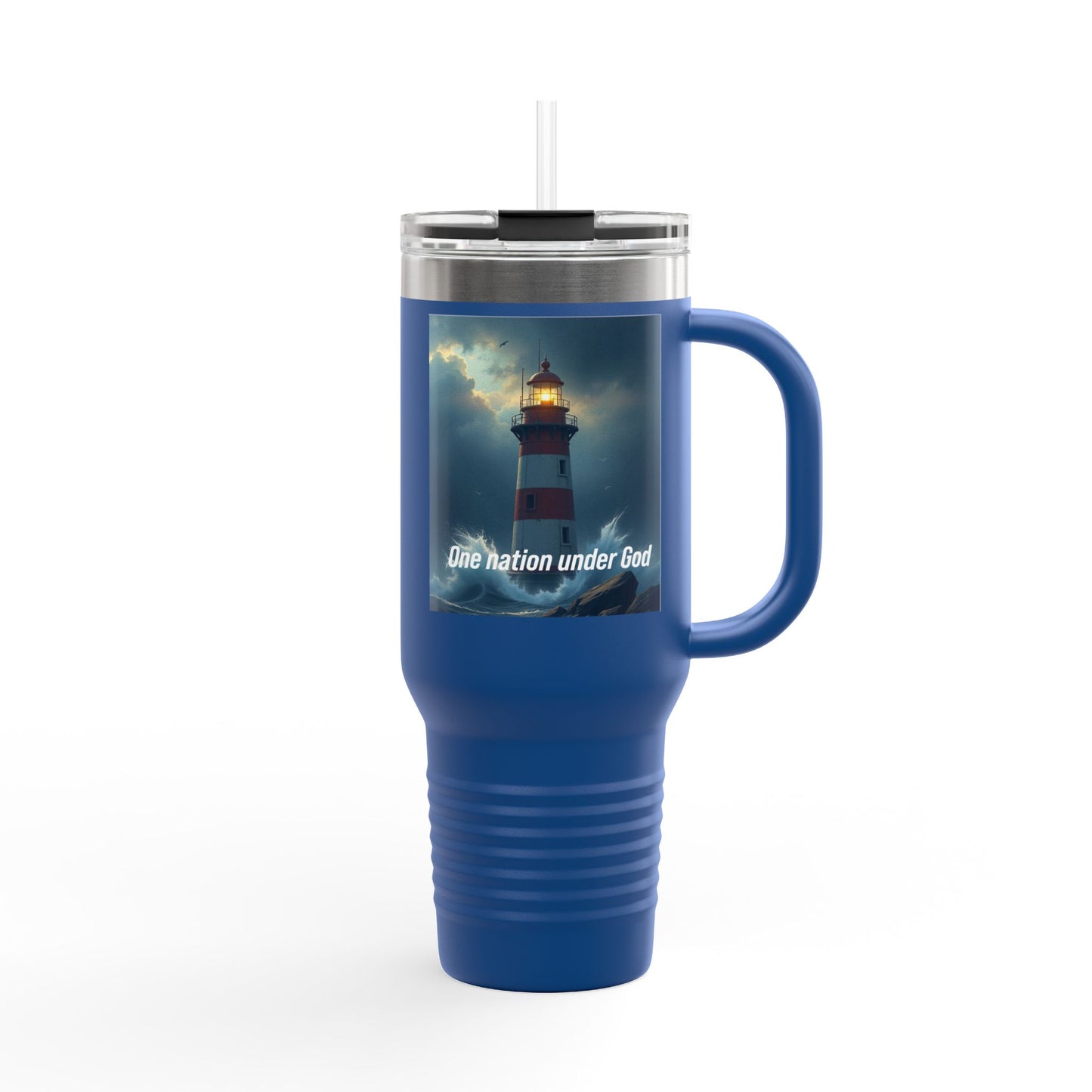 Travel Mug — Lighthouse "One Nation Under God" Insulated 40oz Tumbler