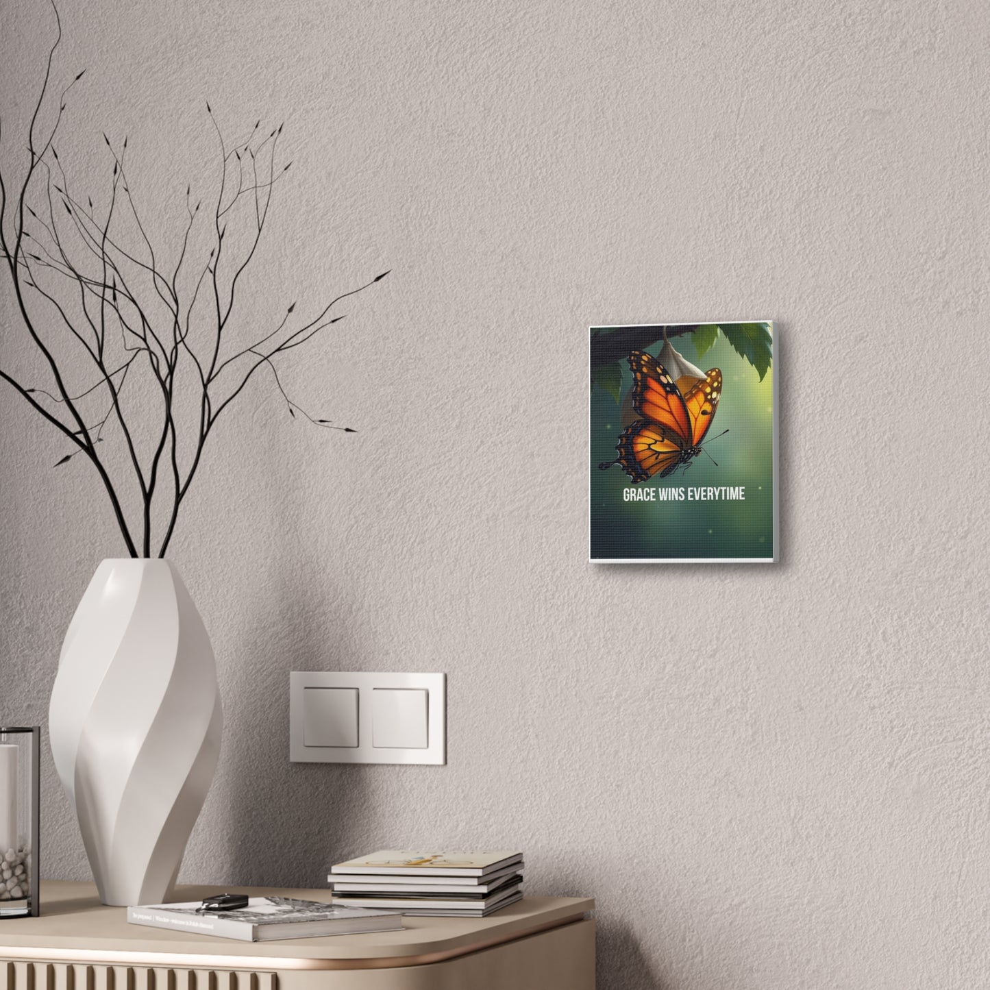 Canvas Print - 'Grace Wins Everytime' Monarch Butterfly Wall Art