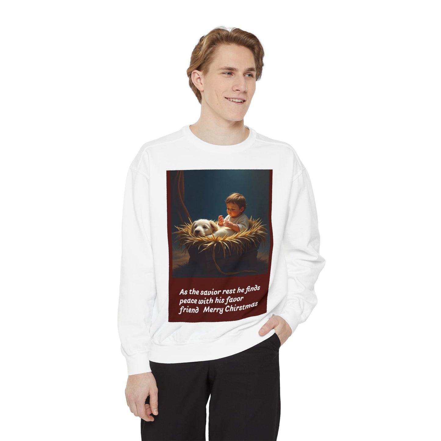 Warm Christmas Sweatshirt, Holiday Gift, Unisex Cozy Crewneck, Family Gathering, Dog Lovers, Festive Apparel