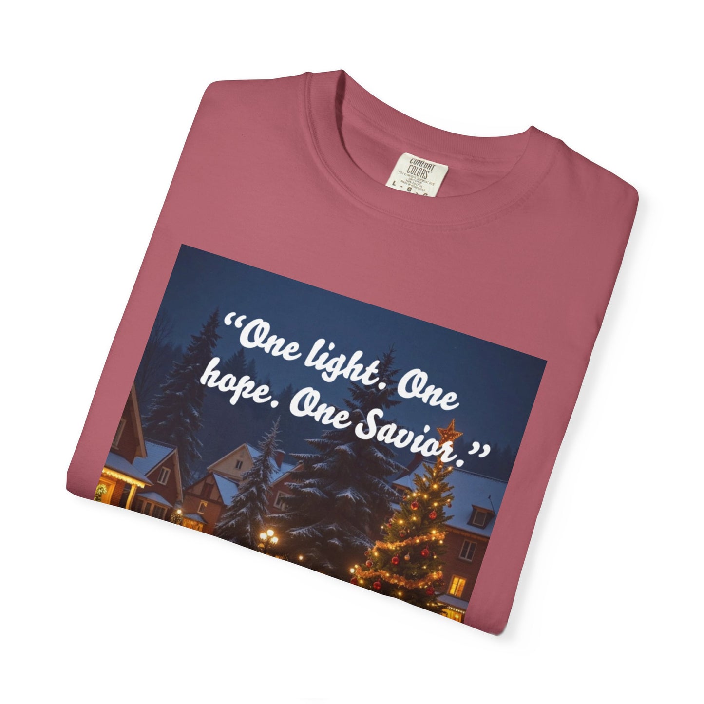 Garment-Dyed T-Shirt with Inspirational Christmas Design