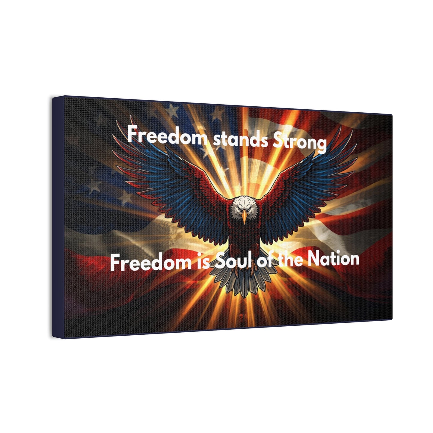Patriotic Eagle Canvas Print – “Freedom Stands Strong” Wall Art
