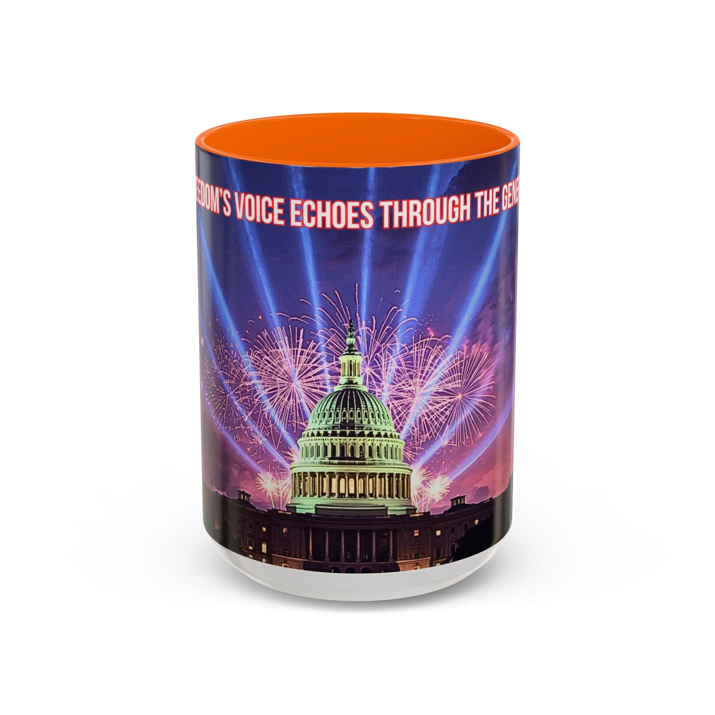 Capitol Fireworks Accent Coffee Mug — Patriotic Washington D.C. Skyline