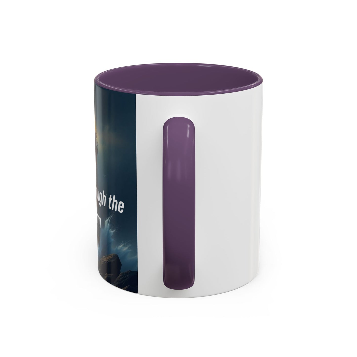Faith Through the Storm Lighthouse Coffee Mug - Inspirational Ceramic Accent Mug