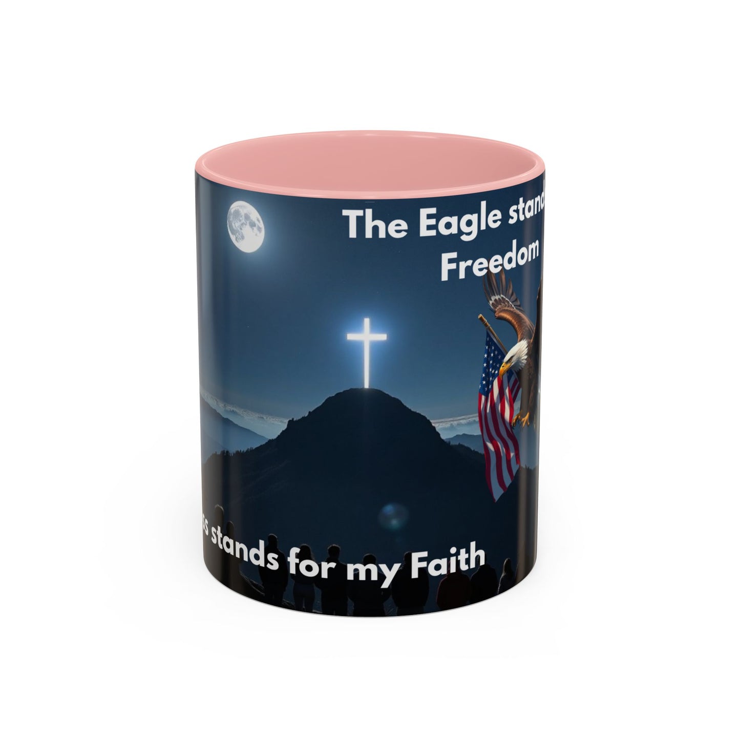 Patriotic Faith Coffee Mug — 'The Eagle Stands for Freedom' 11/15oz Accent Mug