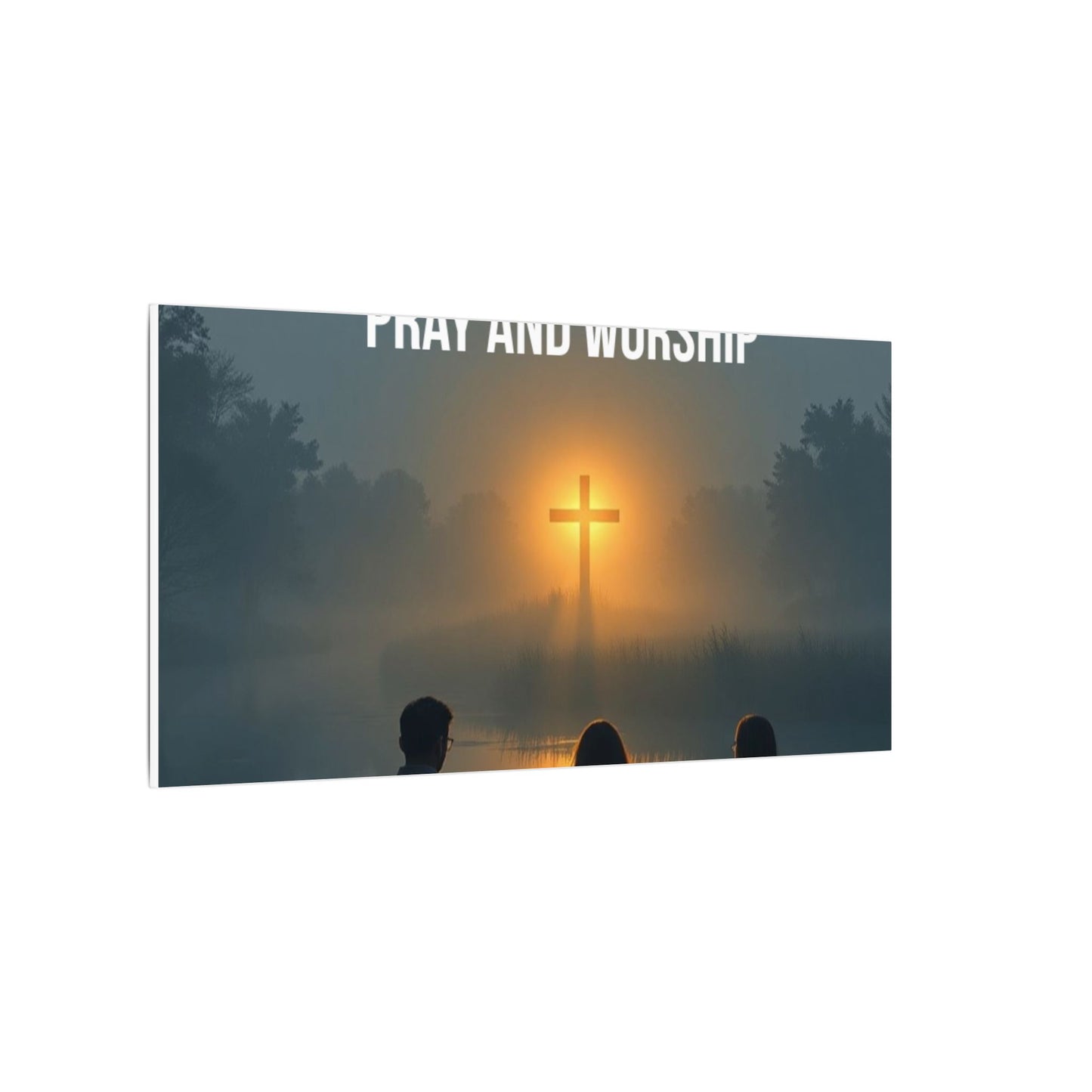 Faith Wall Art Canvas — “The Light of the Cross Puts Light Over the Bayou as People Pray and Worship”