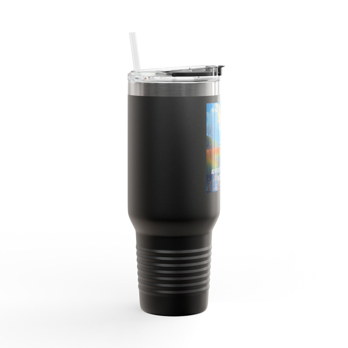 40oz Insulated Travel Mug — Scenic Marsh Landscape with Quote