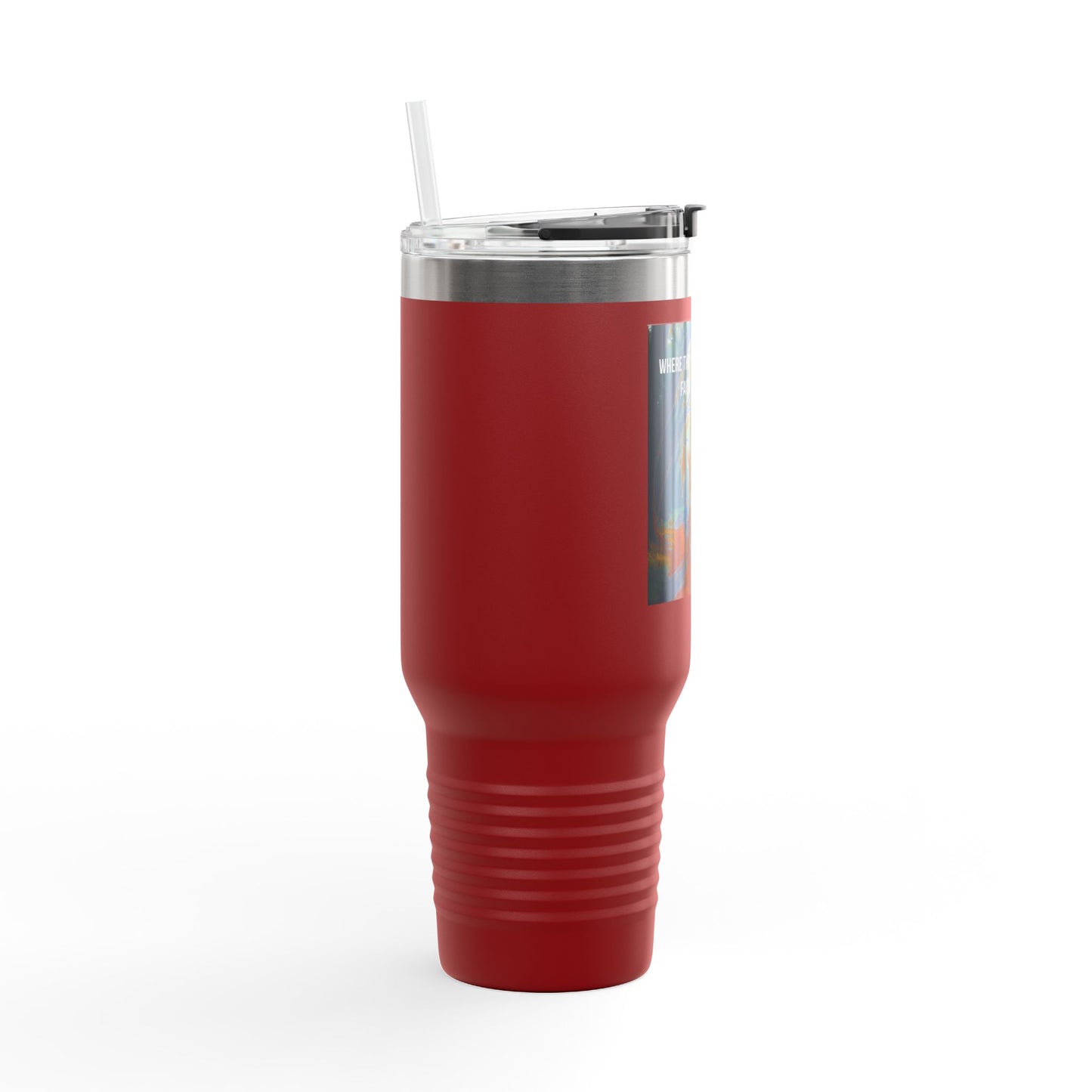 40oz Insulated Travel Mug — Tropical Sunset Faith Design
